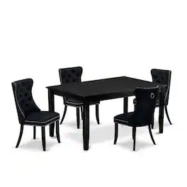 East West Furniture - 5 Piece Kitchen Table Set Consists of a Rectangle Dining Table - Black