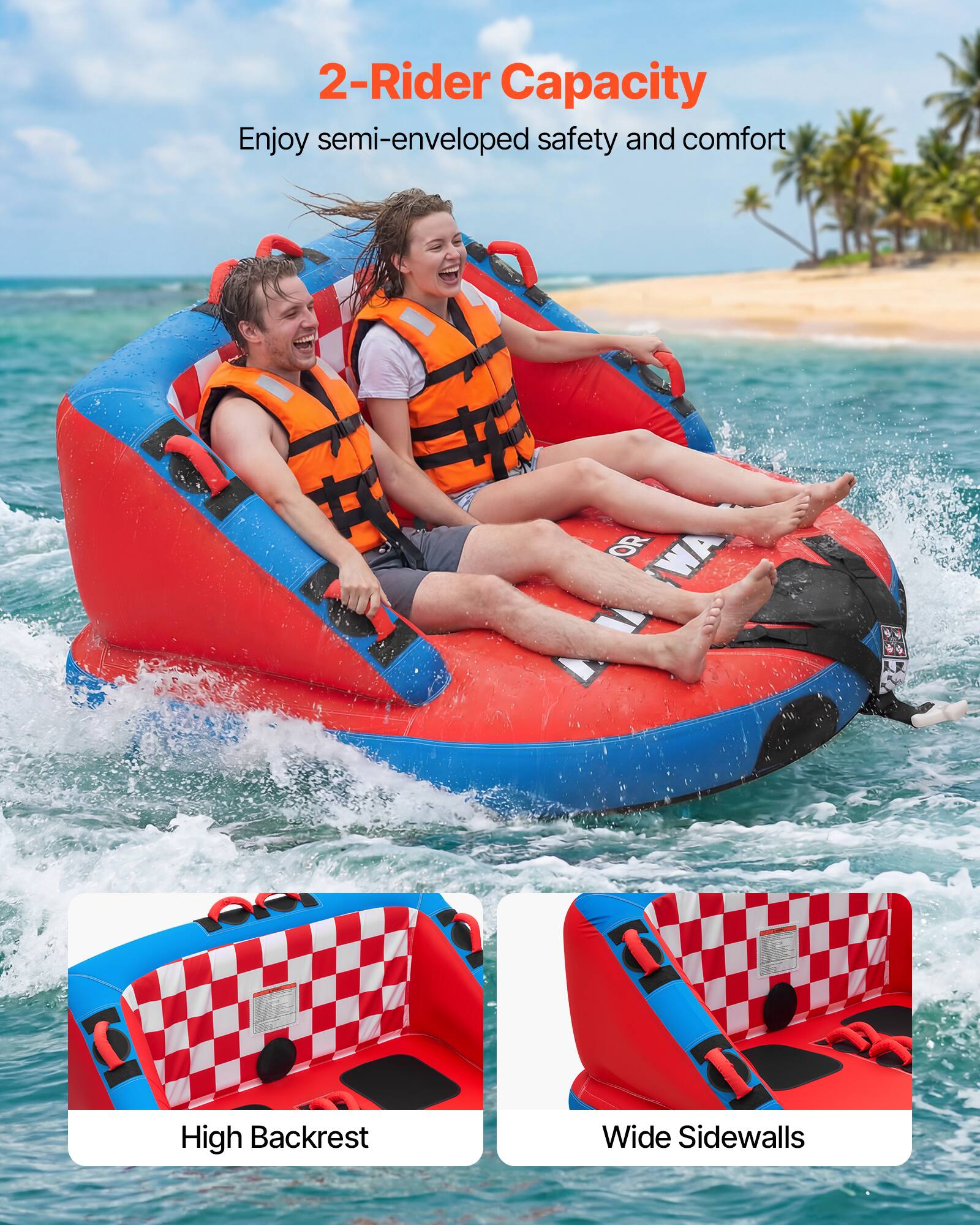 2-Rider Capacity  
Enjoy semi-enveloped safety and comfort  

High Backrest  
Wide Sidewalls