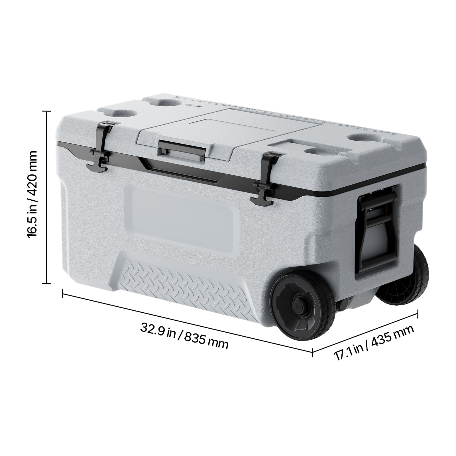 VEVOR Portable Cooler, 74 QT Wheeled Cooler with Ice Retention