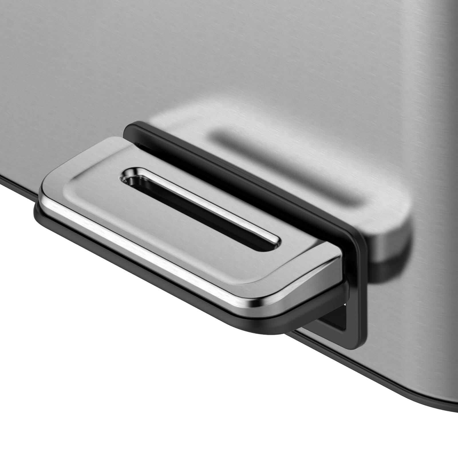 Back. Acekool - Trash Can, Stainless Steel Step Trash Can with Soft-Close Lid, Hands-Free Pedal.