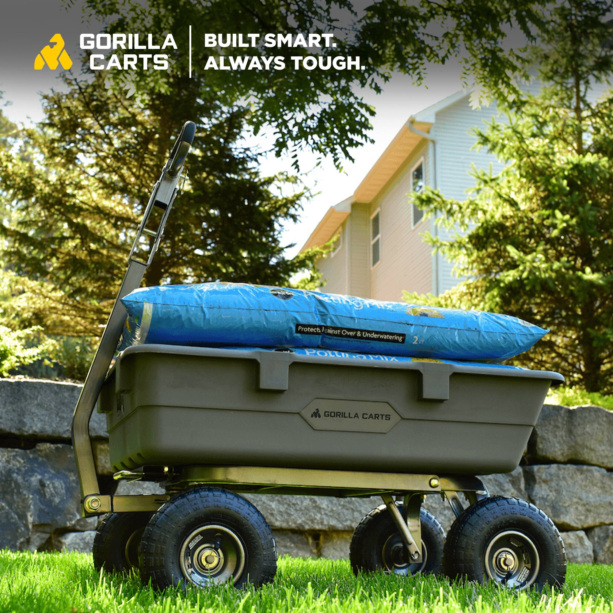 GORILLA CARTS  
BUILT SMART. ALWAYS TOUGH.  

Protects Against Over & Underwatering  
POLYMAX  

GORILLA CARTS