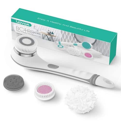 DORLUKFU - Electric Body Brush Back Scrubber for Shower Rechargeable Exfoliating Bath Brush Powered Shower Brush with Non-Slip Long