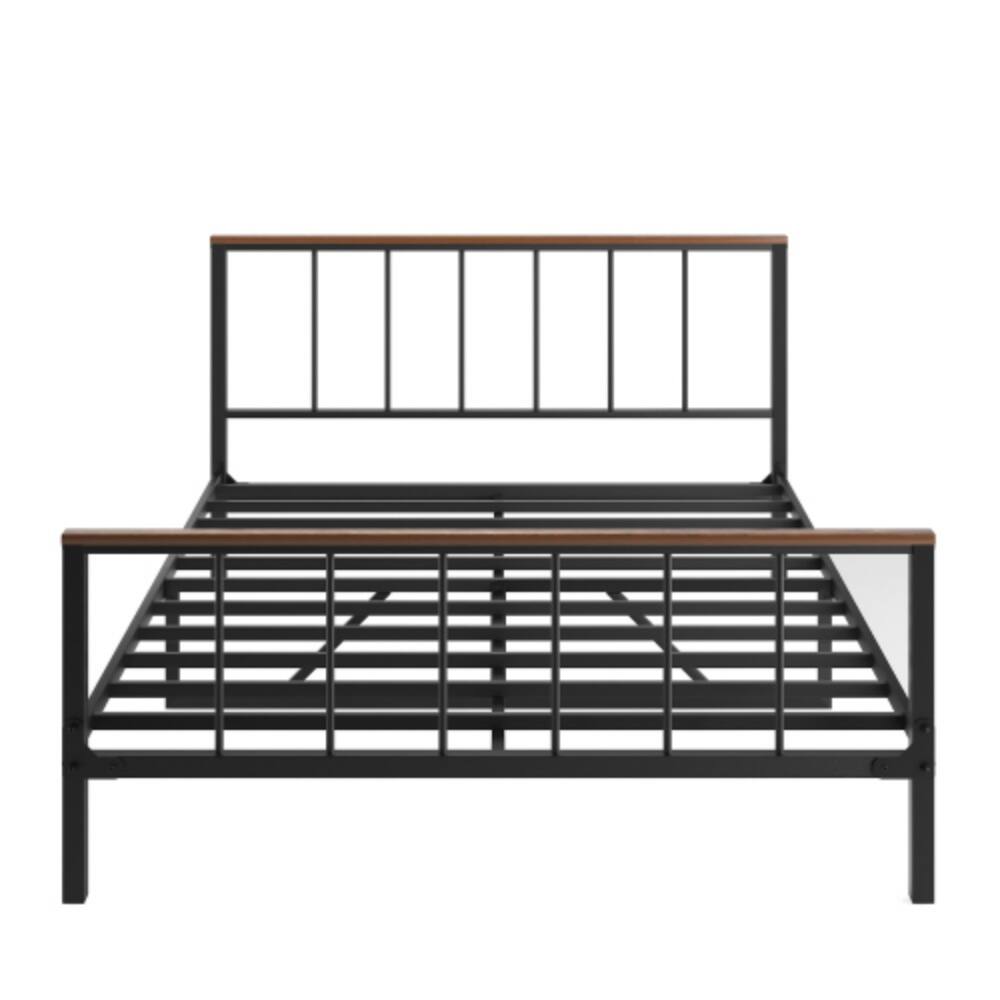 Back. LUCKY ONE - Full Size Foldable Platform Bed Frame with Headboard and Footboard, Heavy Duty Metal Slats, No Box Spring Needed - Black.