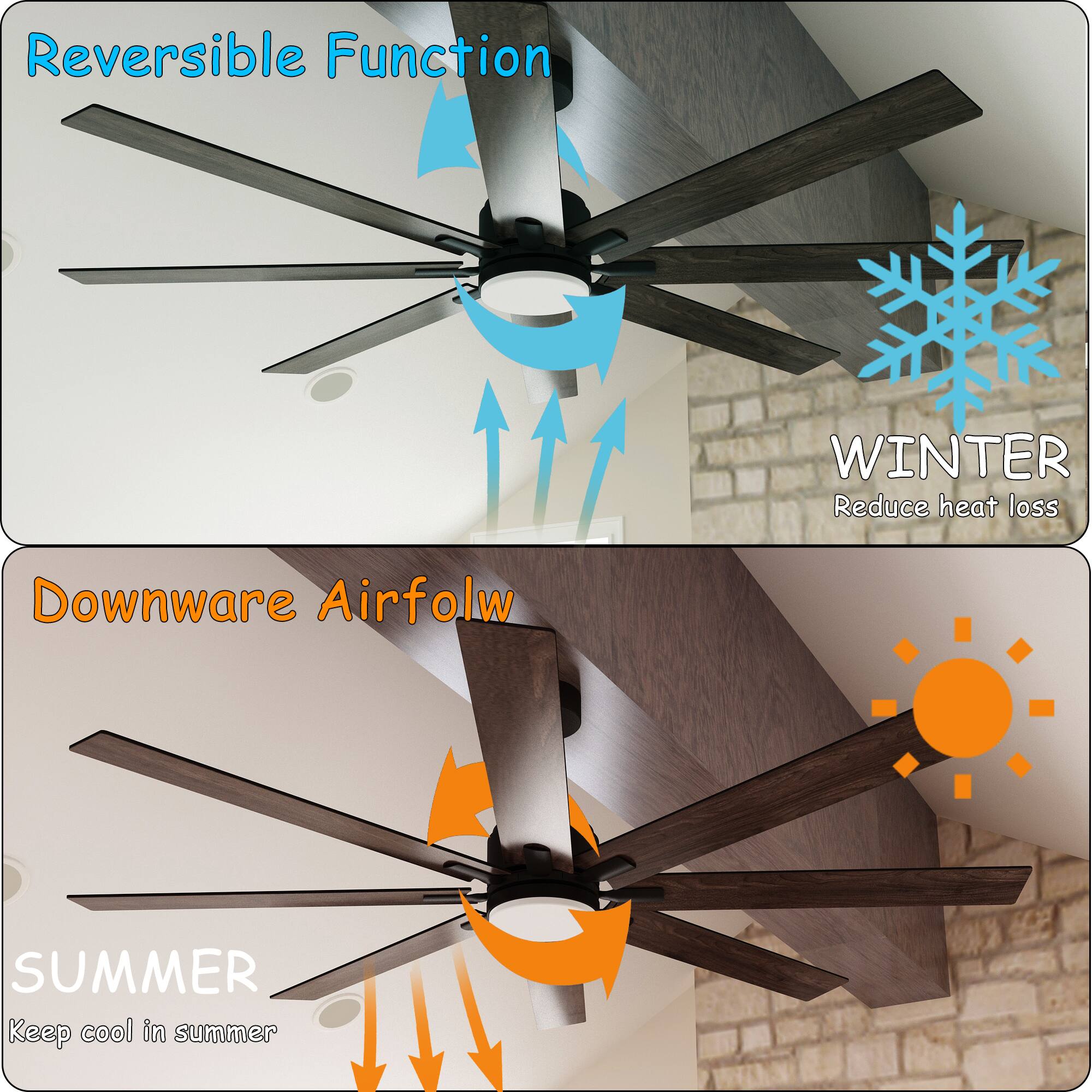 Reversible Function

WINTER
Reduce heat loss

Downware Airflow

SUMMER
Keep cool in summer