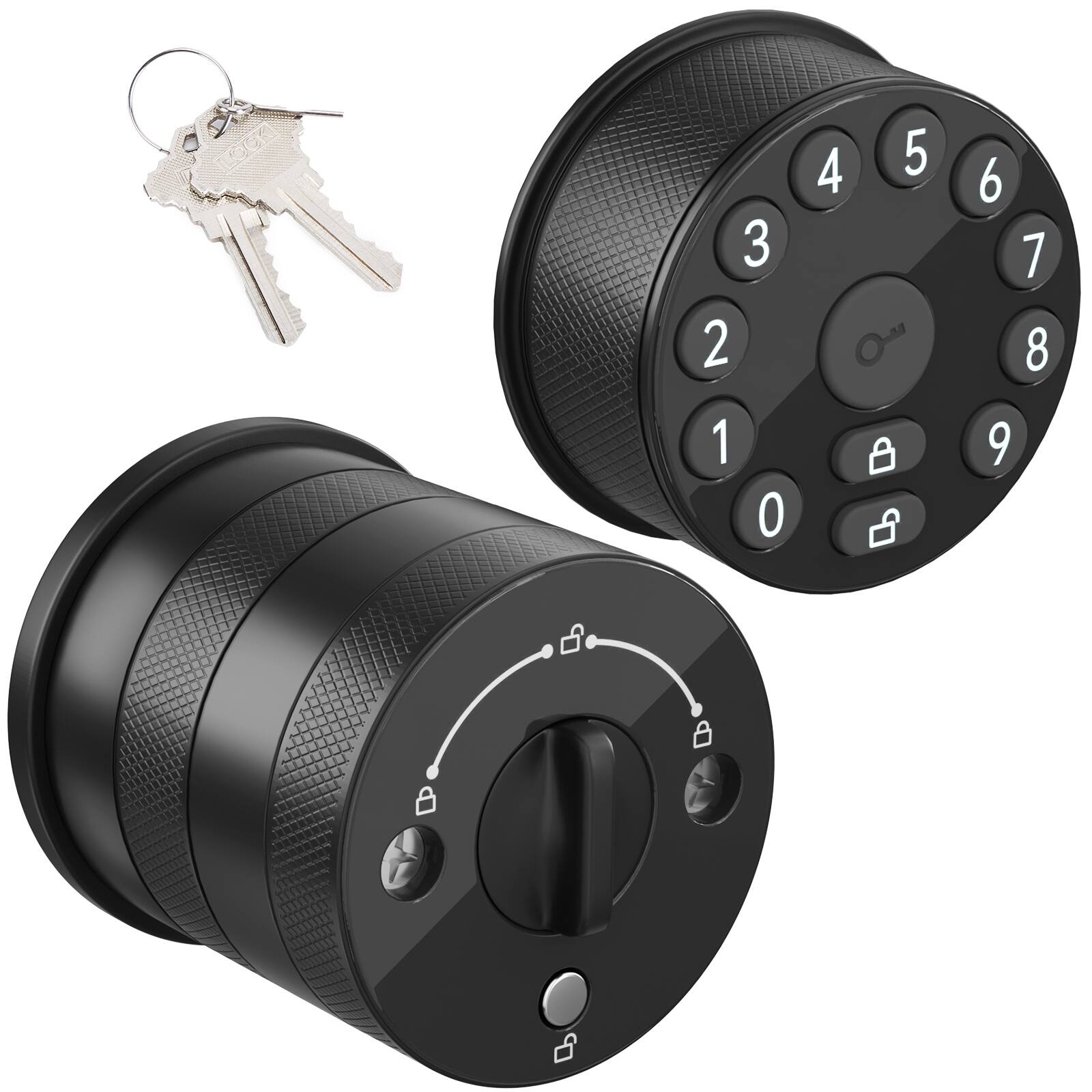 Alt View 9. Fitnate - Keypad Door Knob Lock Electronic Door Handle with Keypad and Key, Automatic Locking - Black.