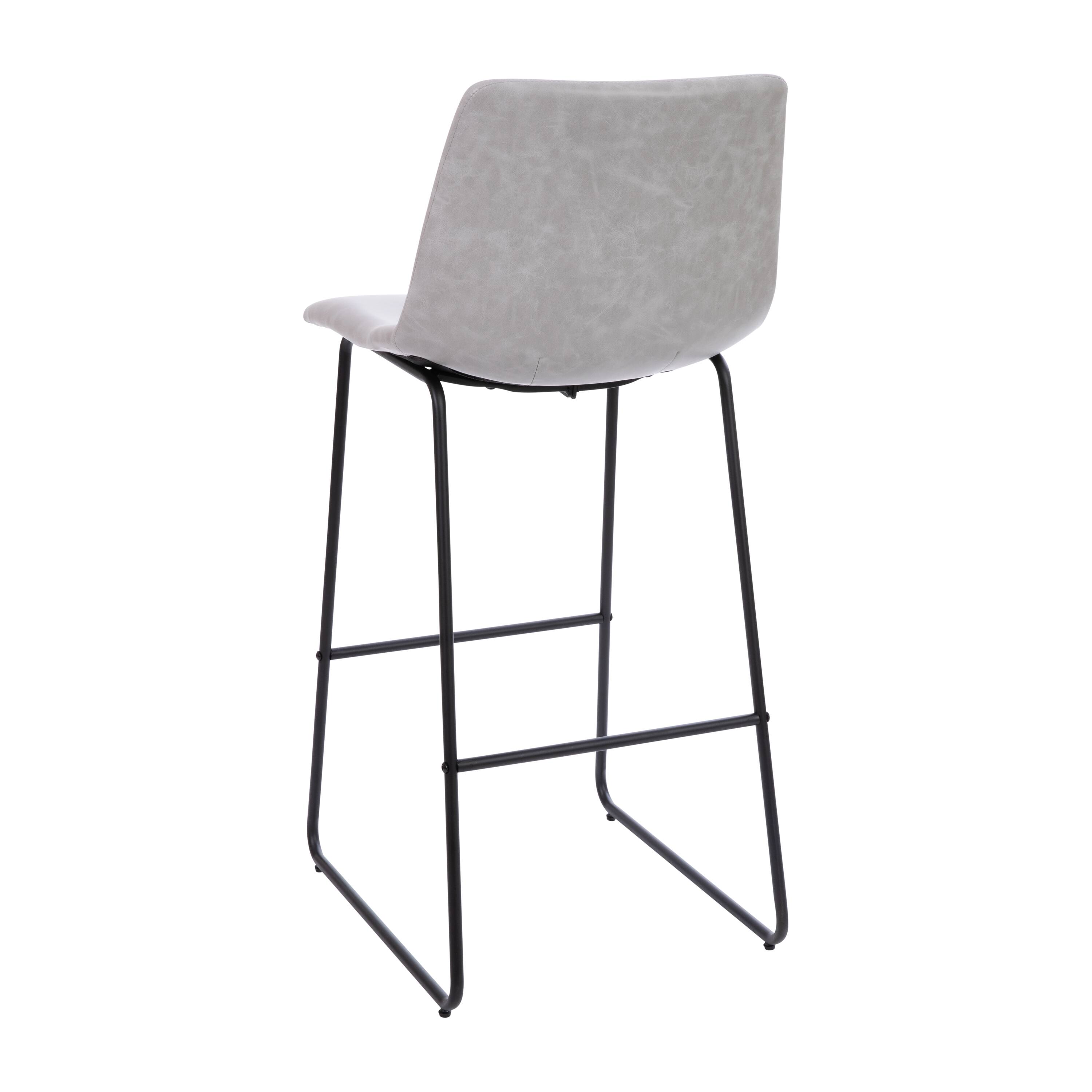 Alt View 17. Alamont Home - 30 Inch Commercial Grade LeatherSoft Bar Height Barstools, Set of 2 - Light Gray.