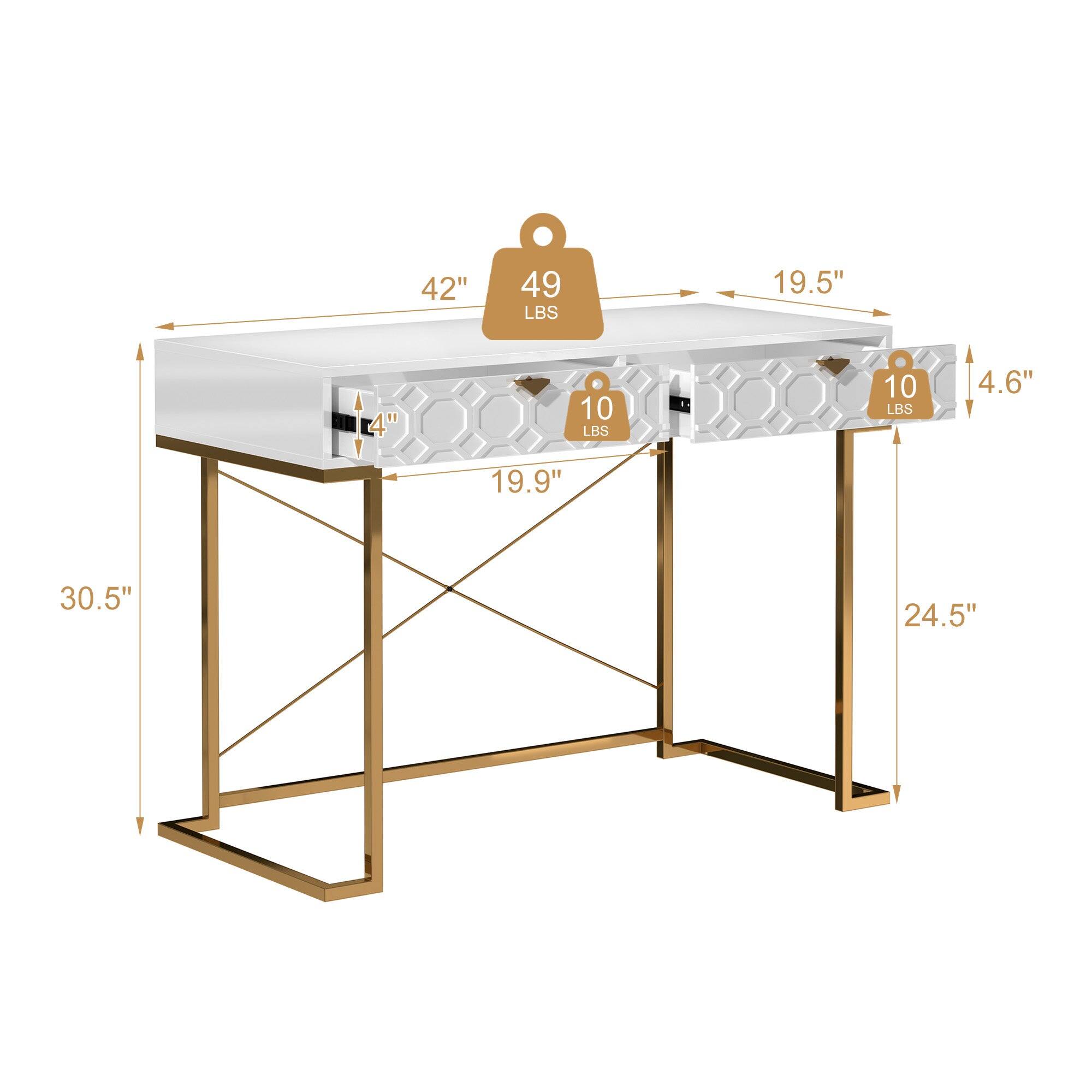 42"  
49 LBS  
19.5"  
10 LBS  
10 LBS  
4.6"  
19.9"  
30.5"  
24.5"