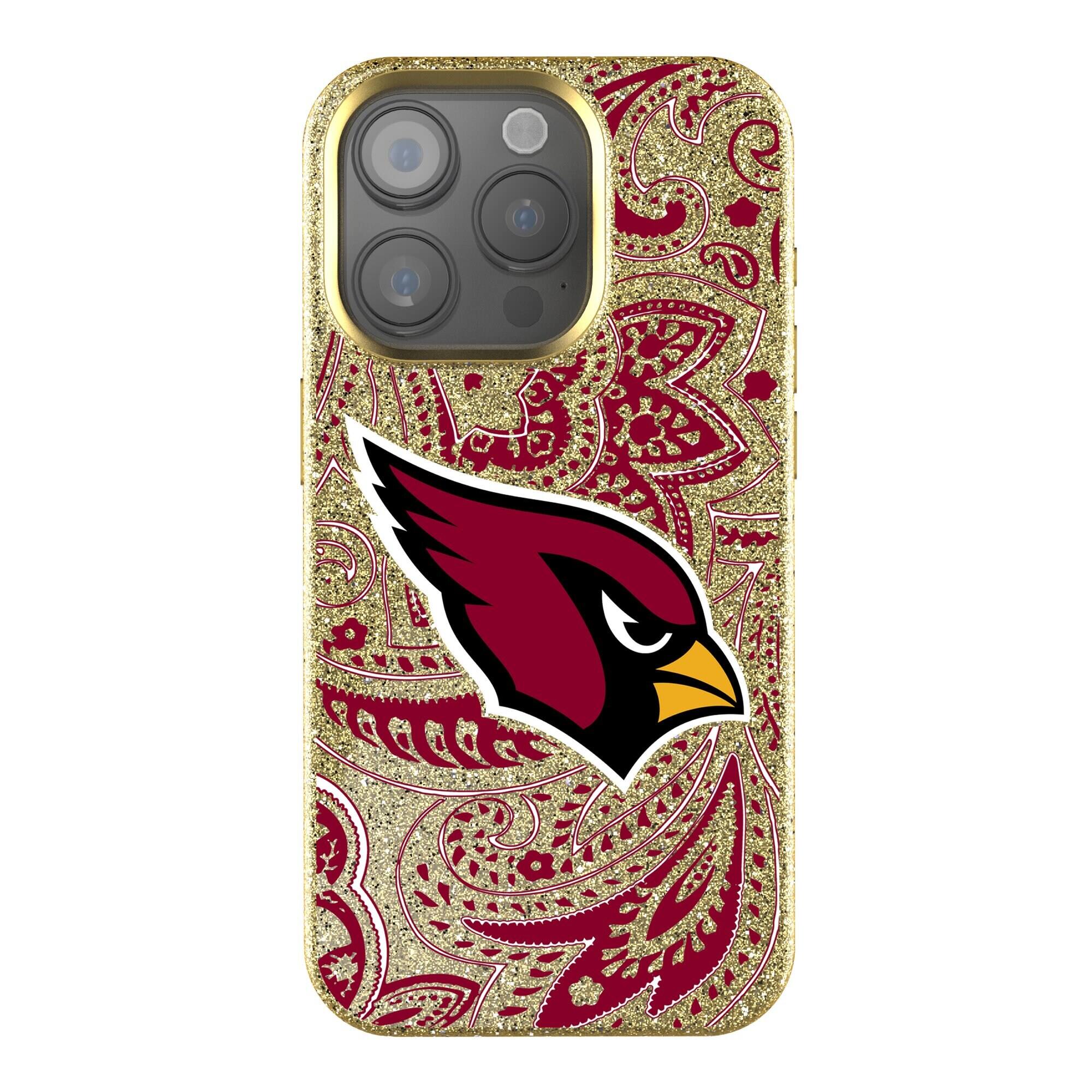 Front. Keyscaper - Arizona Cardinals Paisley Bling iPhone Case - 15 - Gold.
