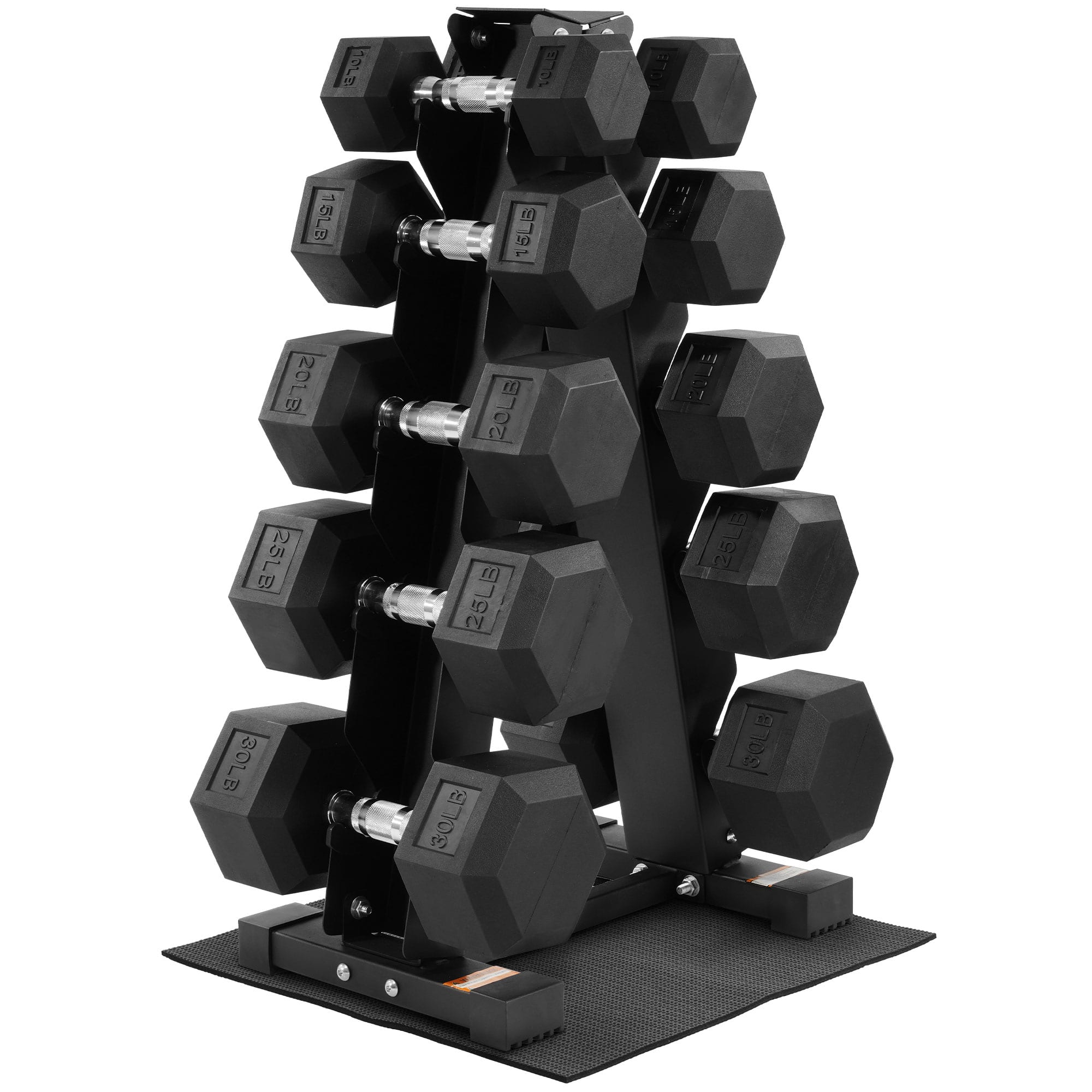 BalanceFrom Fitness - BalanceFrom Dumbbell Weight Set with Storage Rack with Pair of 10, 15, 20, 25, 30 lbs - Black