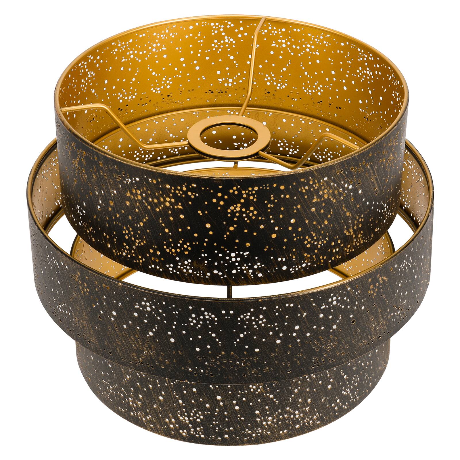 Front. Alucset - 3-tier Drum Lampshade, ALUCSET Metal Lamp Shades for Pendant Lamp Floor Lamp Chandelier Replacement, Antique Bronze Gold - Antique Bronze&Gold.