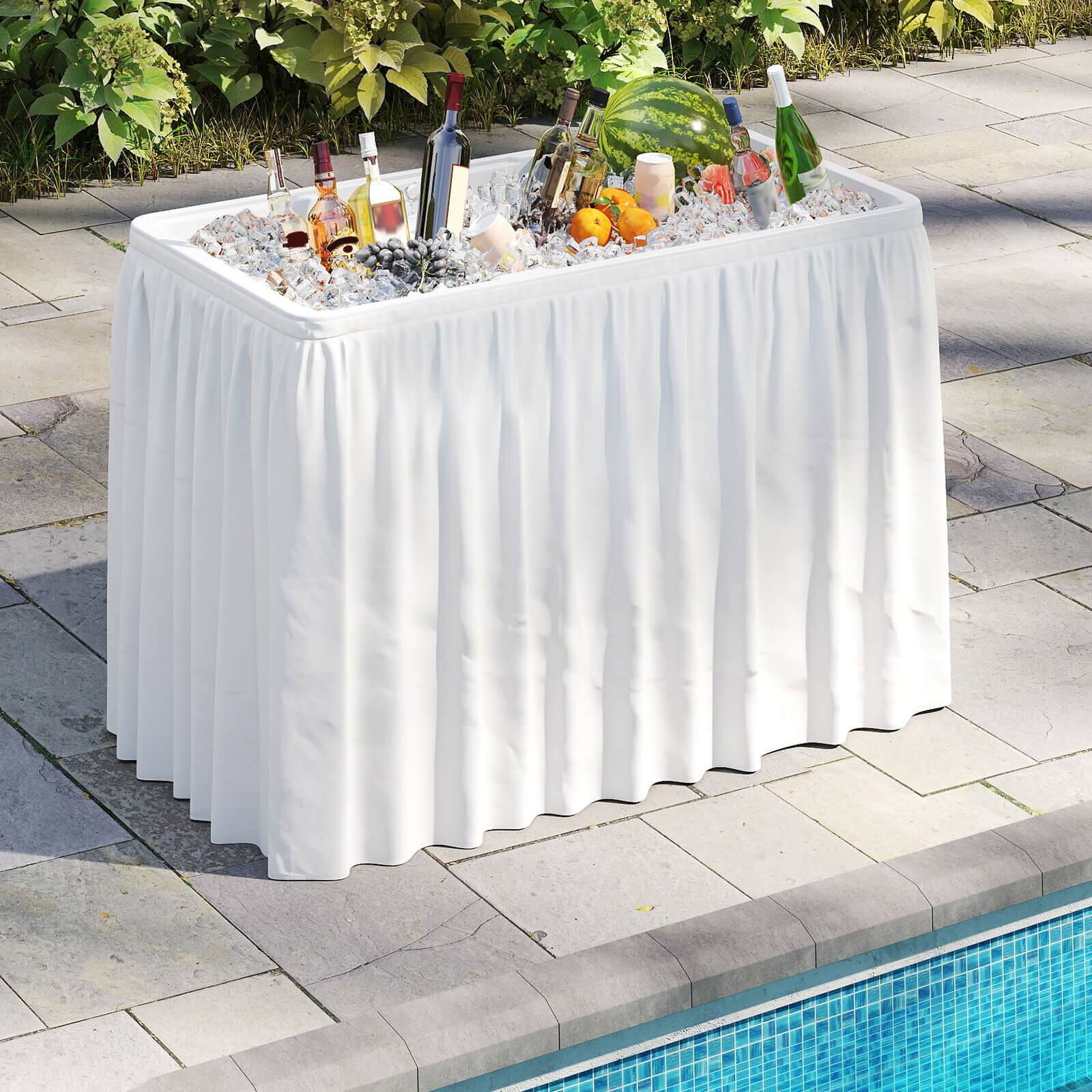 Alt View 3. Costway - Costway 4 Foot Ice Cooler Folding Table Outdoor Portable Ice Bin Table with Large Sink - White.
