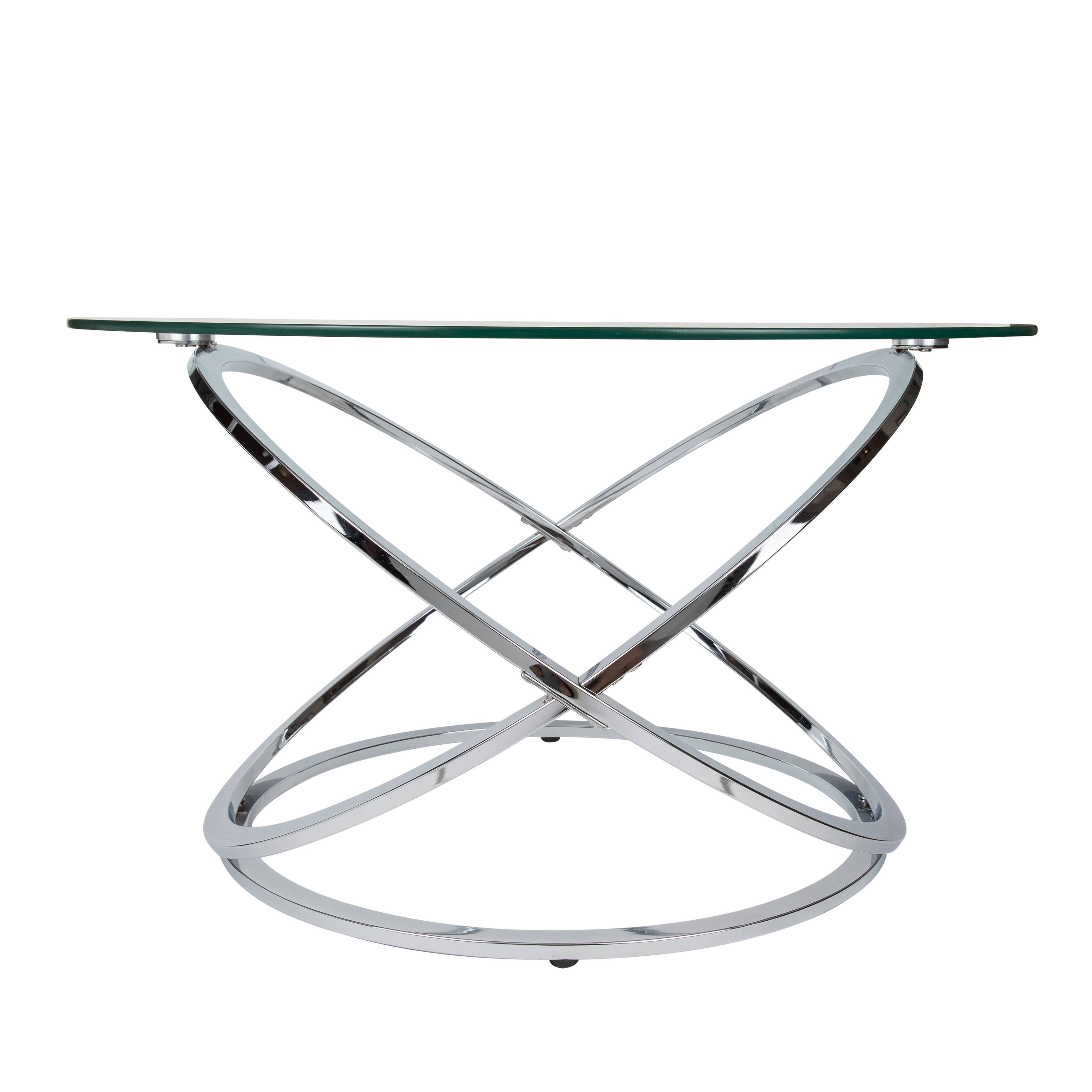 Alt View 8. Danya B - Galaxy Chrome and Tempered Glass Round Coffee Table - Chrome.