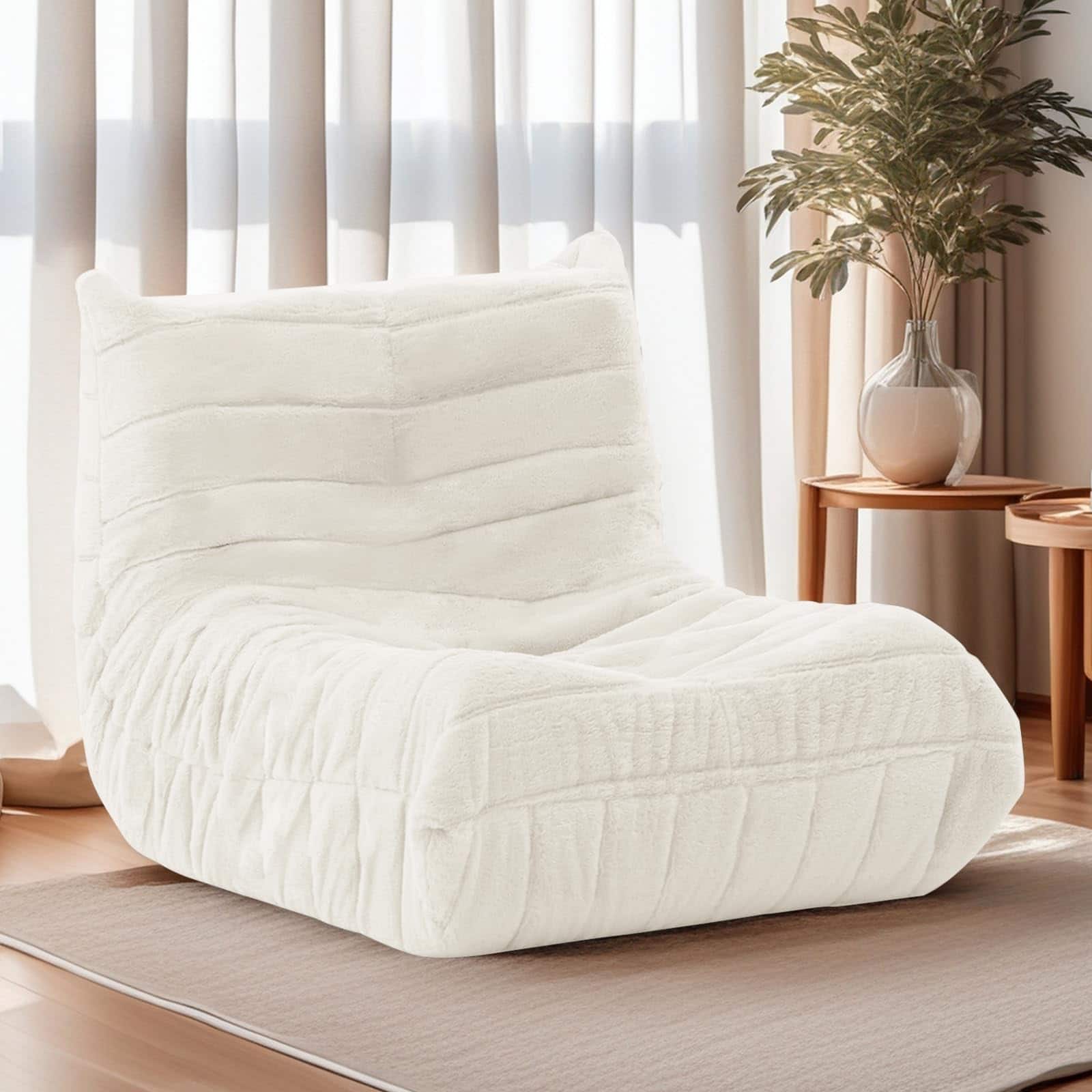 Fabibe - Bean Bag Chair, Giant Bean Bag Sofa Lazy Beanbag Chairs for Adults Fireside Bean Bag Couch with High Density Sponge Fill - Beige