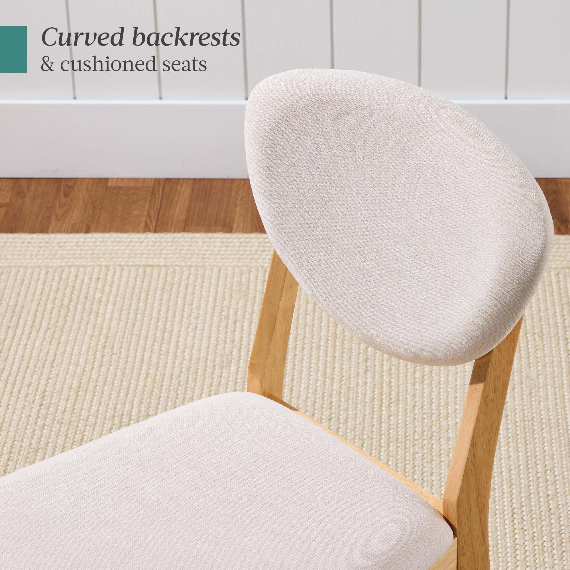 Curved backrests & cushioned seats