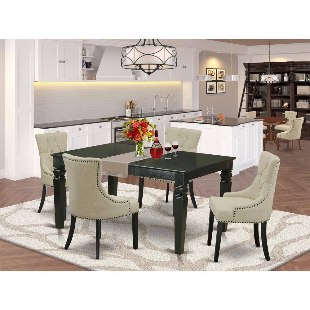 Left. East West Furniture - Dining Room Set Black - Brown.