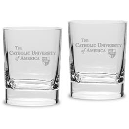 Jardine - Catholic University Cardinals 11.75oz. Square Double Old Fashioned Glass Set - Multicolor