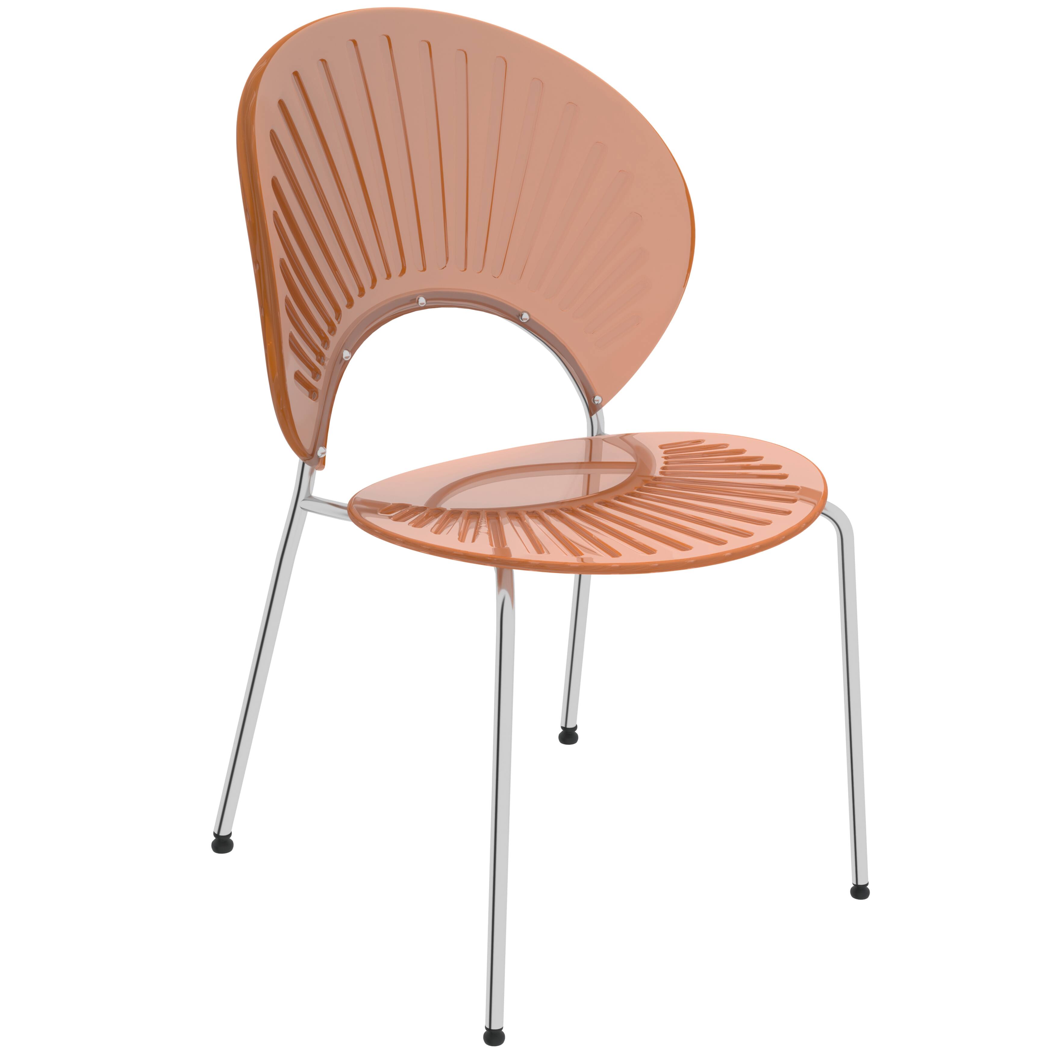 Back. LeisureMod - Opulent 2-PCS Modern Plastic Dining Chair, Stackable Shell Accent Chair with Chrome Base & Protective Floor Glides - Amber.
