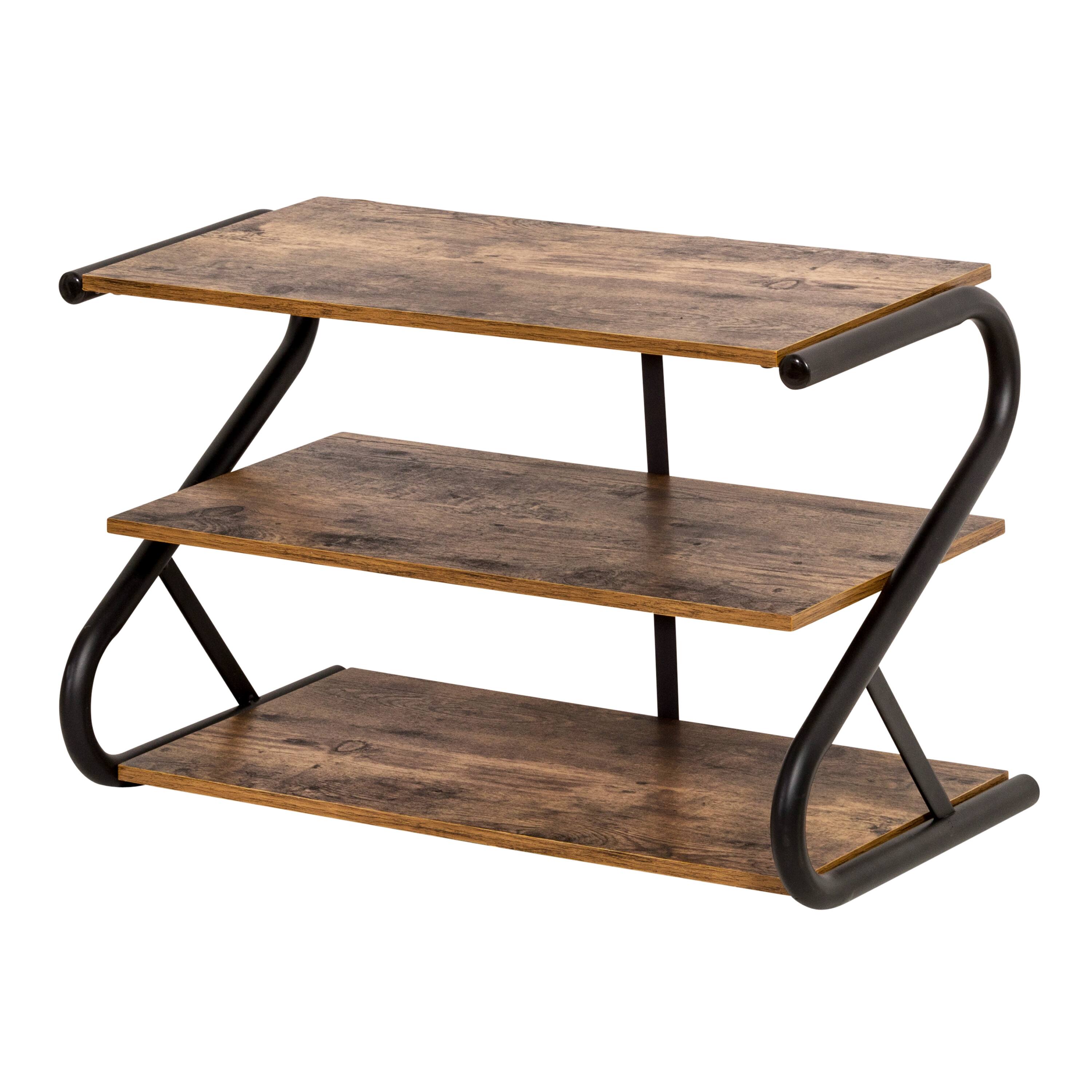 Front. Honey-Can-Do - 3-Shelf Z-Frame Wooden Shoe Rack - Black.
