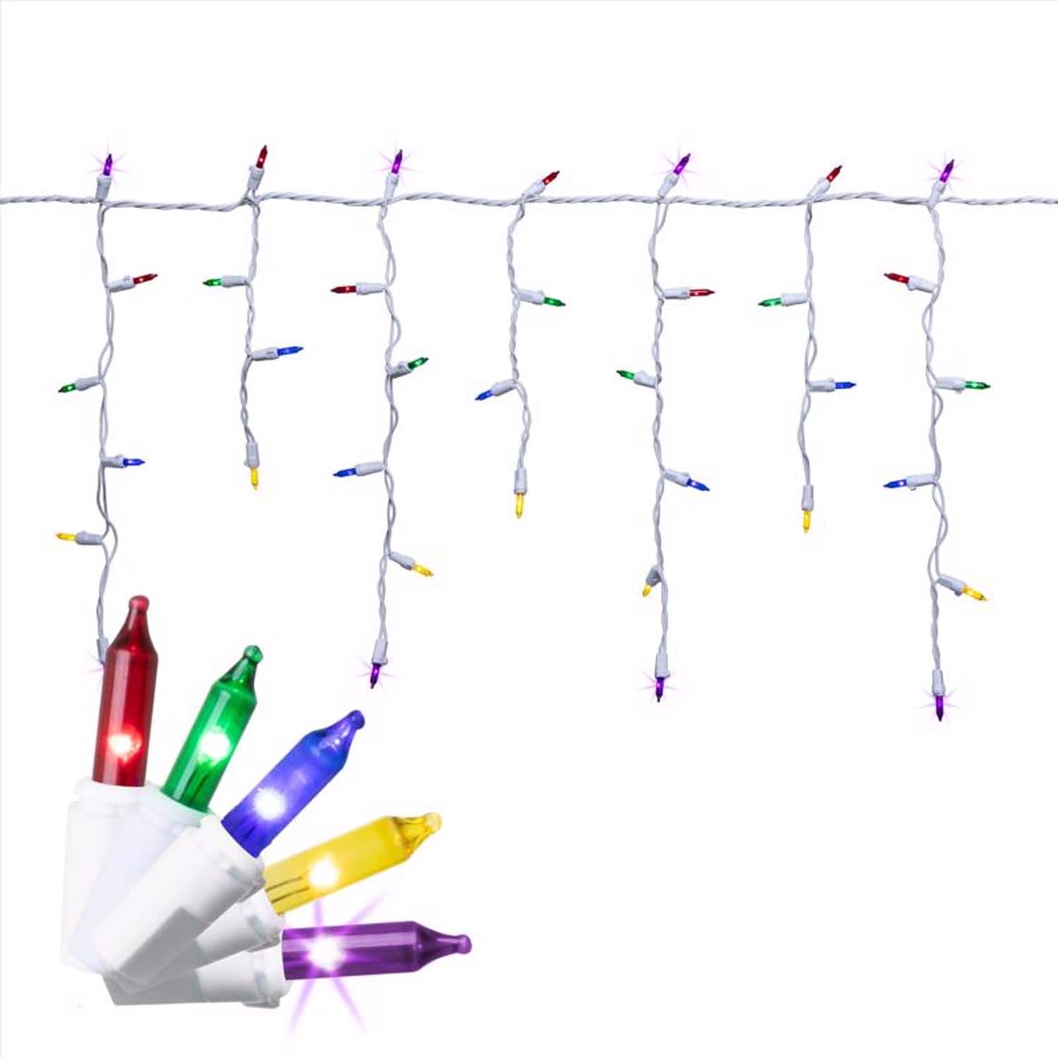 Celebrations - Classic LED T5 Multicolored 100 ct Icicle Christmas Lights 6 ft.