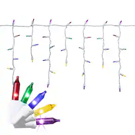 Celebrations - Classic LED T5 Multicolored 100 ct Icicle Christmas Lights 6 ft.