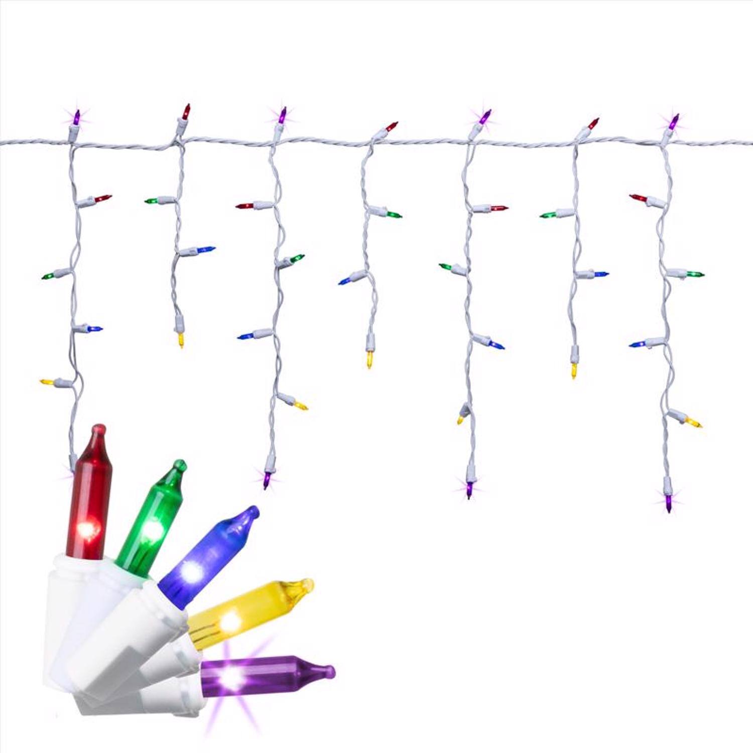 Front. Celebrations - Celebrations Classic LED T5 Multicolored 100 ct Icicle Christmas Lights 6 ft..