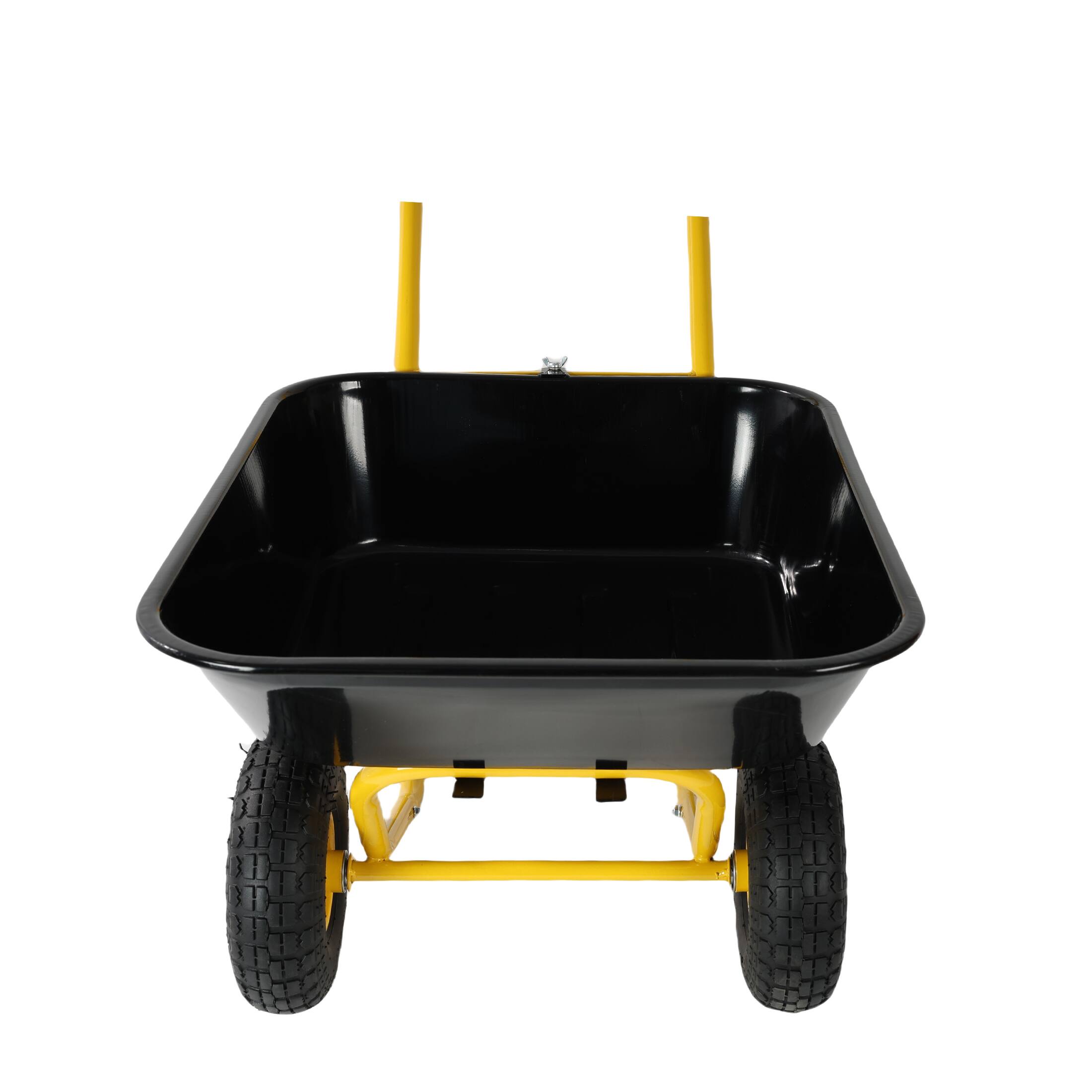 Alt View 1. COWLOWN - 2 Wheel Garden Barrow 10in Yellow Black Pneumatic Wheels - Yellow Black.