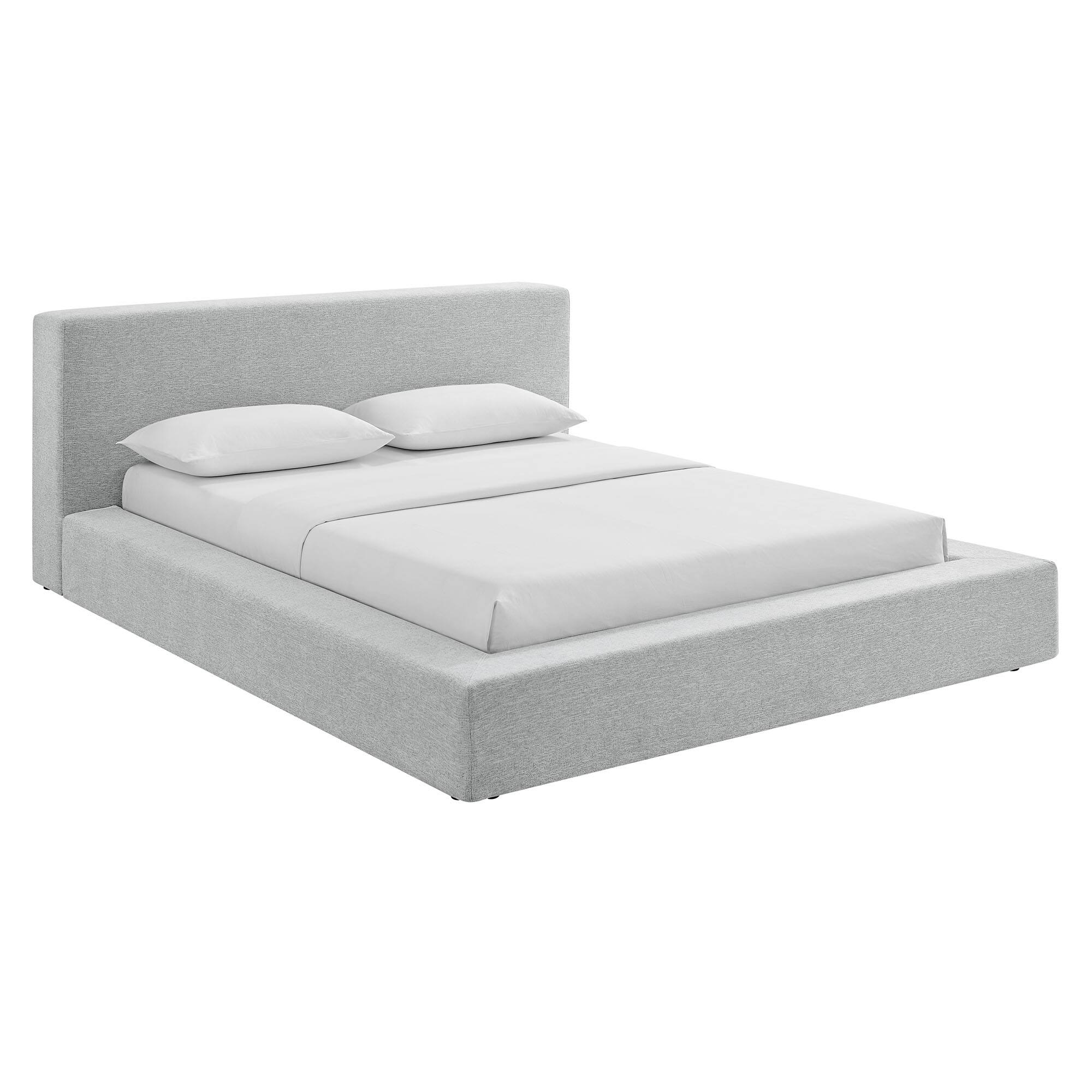 Luma Chenille Upholstered Queen Platform Bed Frame by Modway - Light Gray Fabric