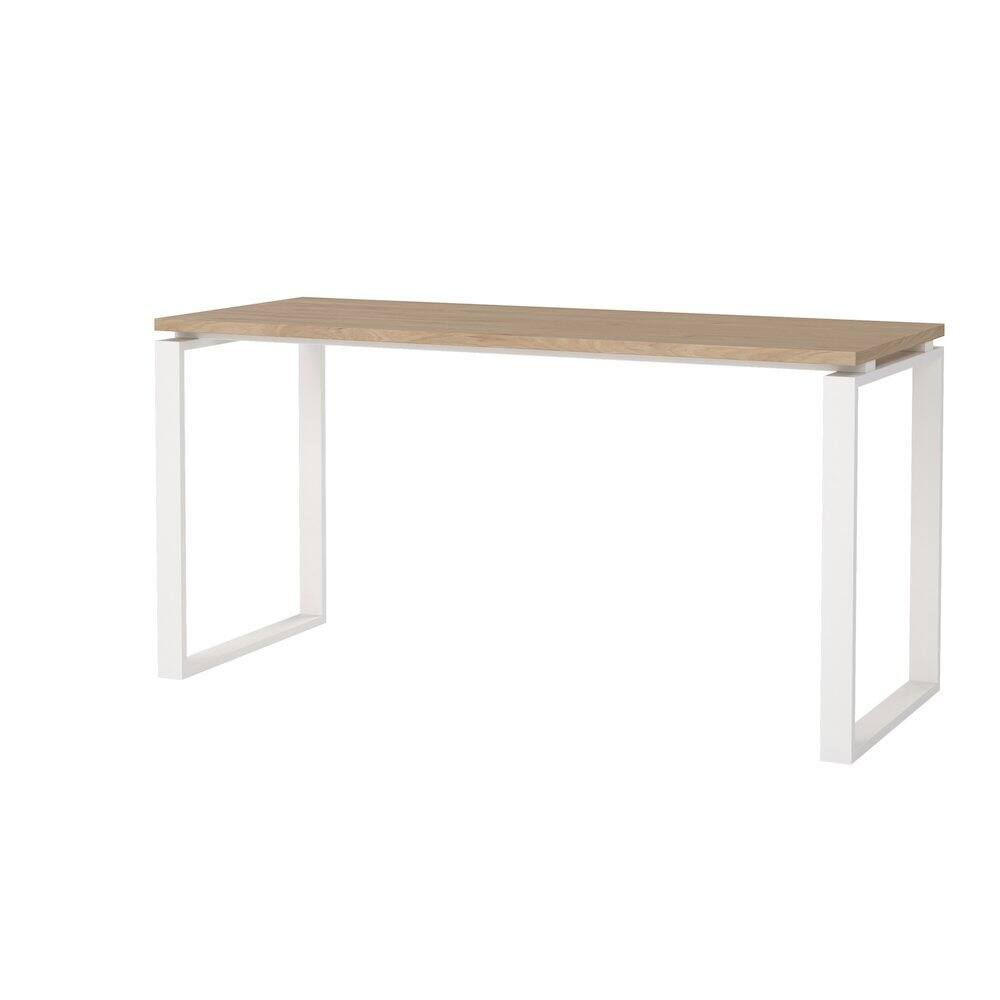 Back. FurniFact - Computer Desk with Metal Legs for Home Office or Study Room - Brown.