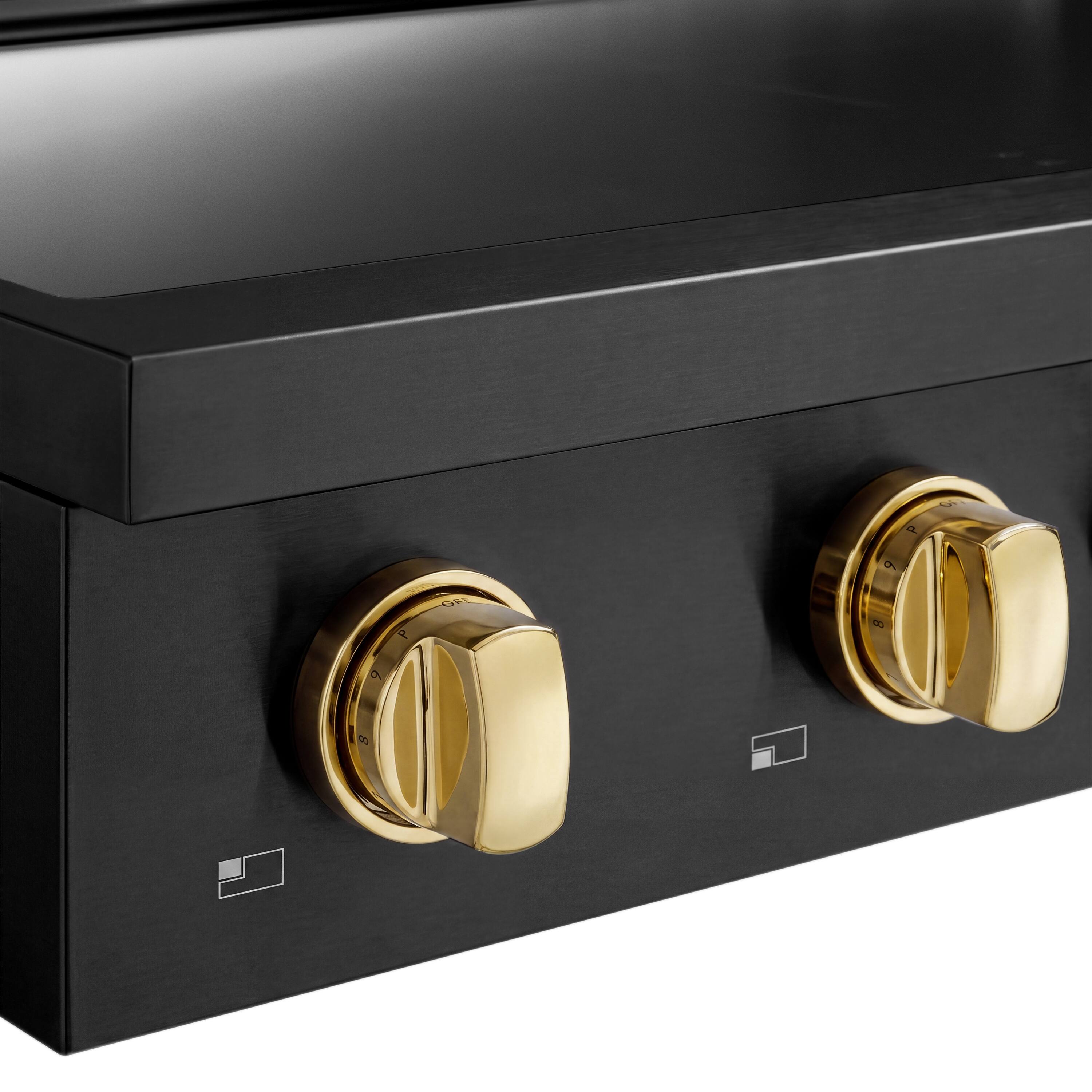 Alt View 10. ZLINE - Autograph 30 in. Paramount Built-in Induction Rangetop with 4 Element Cooktop in Black Steel & Polished gold Accents - Black Stainless Steel.