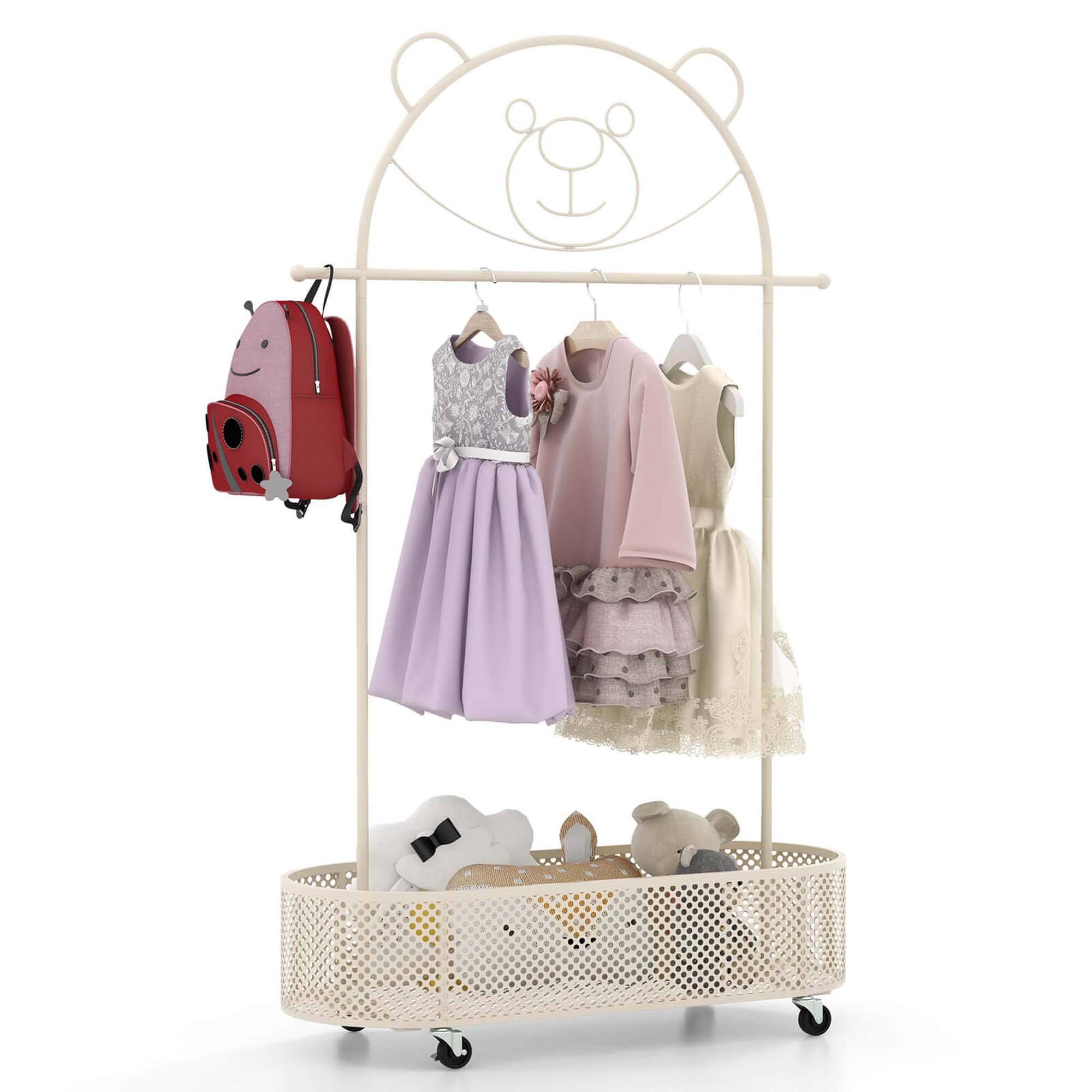 Front. Costway - Costway Kid Clothes Rack with 3 Adjustable Heights Home Freestanding Clothes Rack White - White.