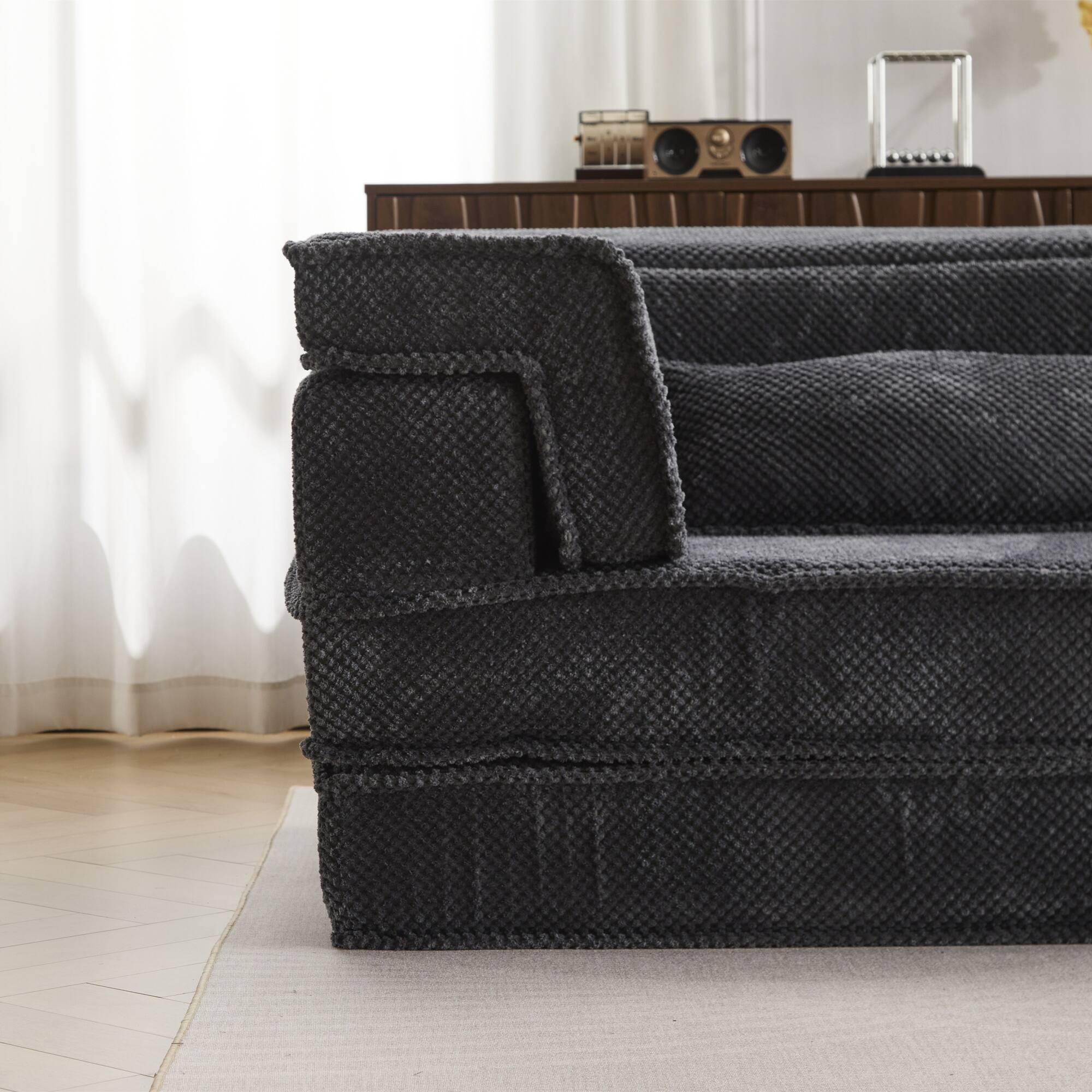 Alt View 7. Boyel Living - Compressed Memory Foam Loveseat Sofa Bed - Dark Grey.