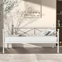 Hivvago - Twin size Heavy Duty Metal Daybed Frame - White