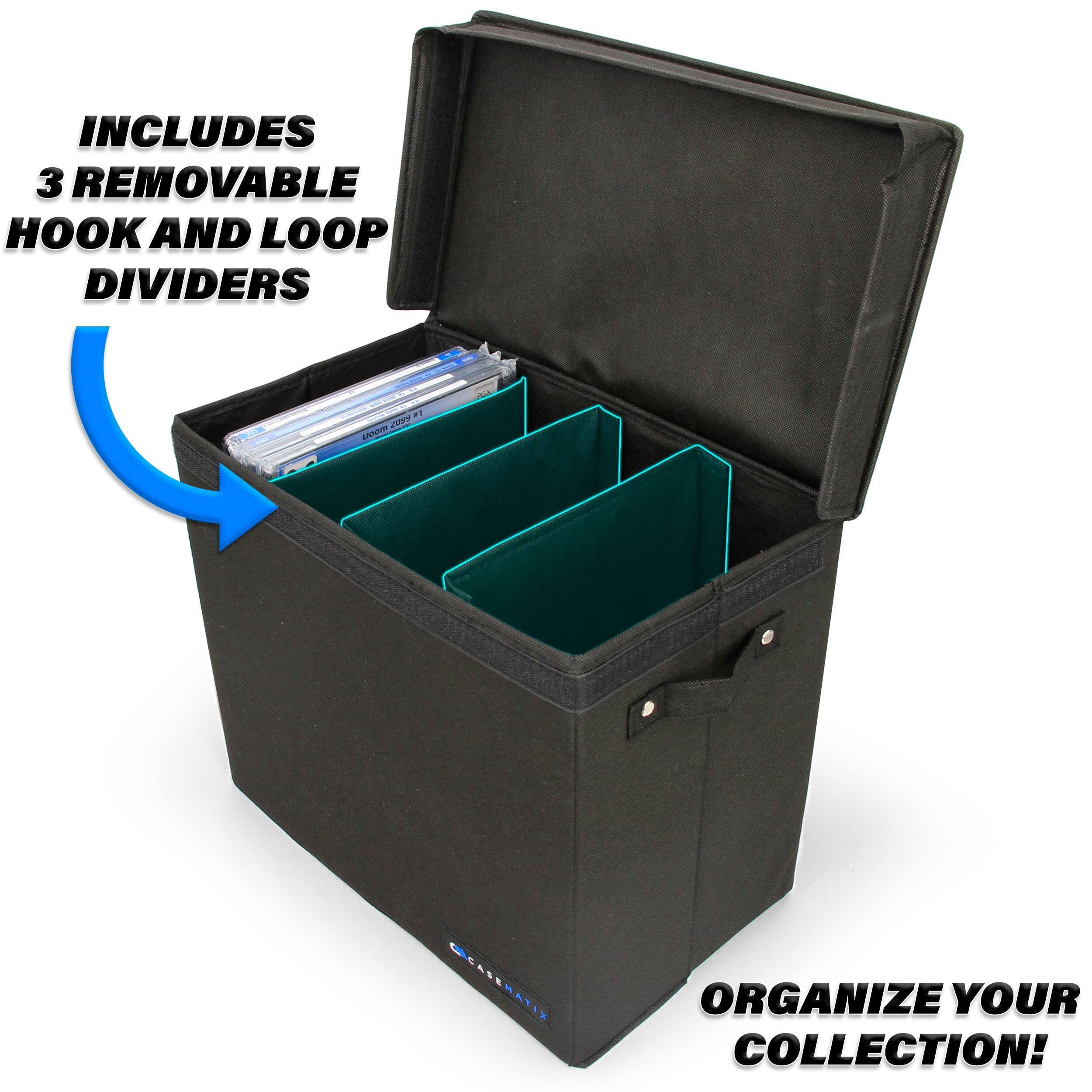 INCLUDES 3 REMOVABLE HOOK AND LOOP DIVIDERS  
ORGANIZE YOUR COLLECTION!