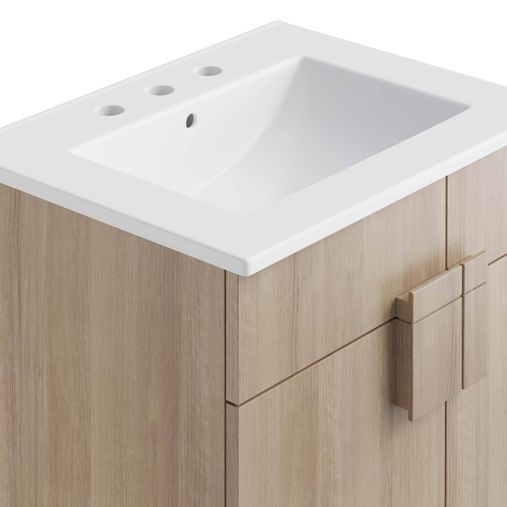 Alt View 7. Modway - Miles Bathroom Vanity Basin Included by Modway - White Oak.