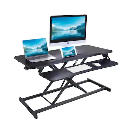 Front. Rocelco - 43" Height Adjustable Standing Desk Converter - Black.