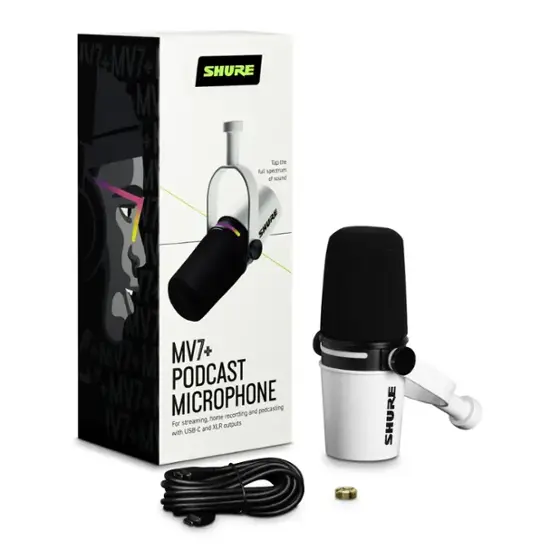 Shure MV7+ USB-C/XLR Dynamic Podcast Microphone MV7+-W - Best Buy