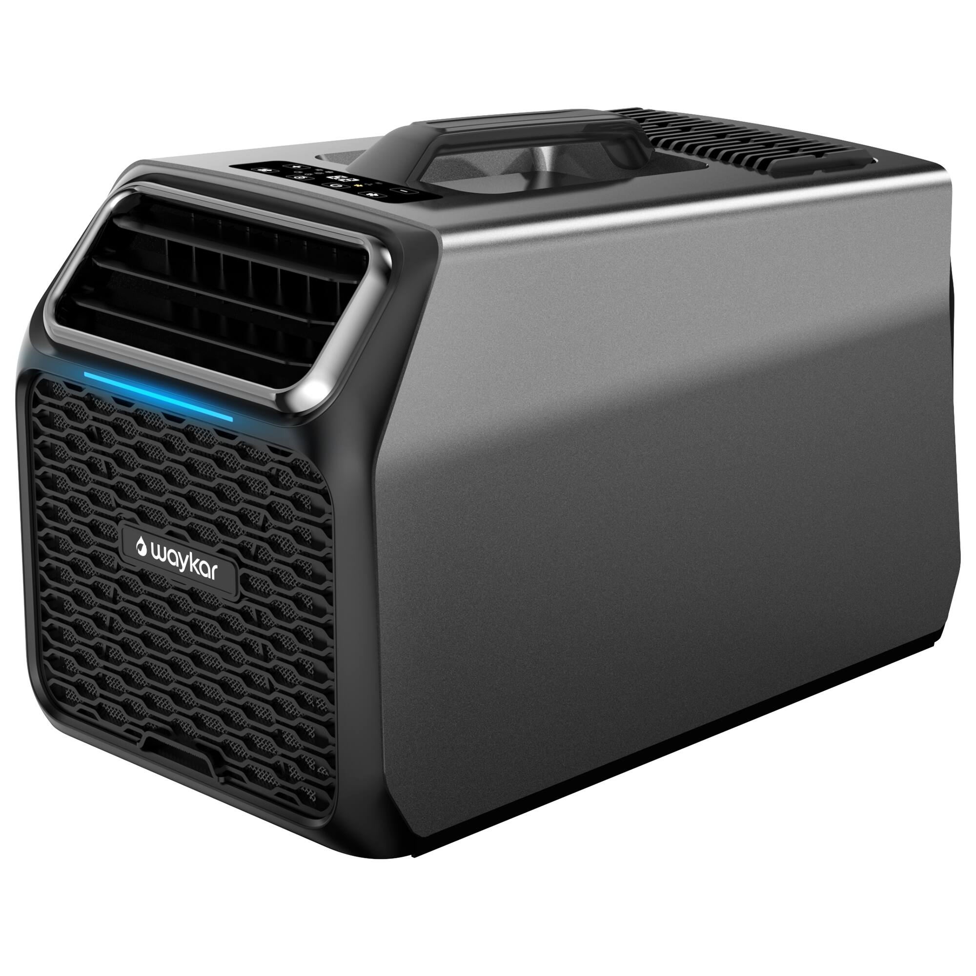 Front. Waykar - 6000 BTU Portable Tent Air Conditioner for Camping - Outdoor Compact AC Unit with Remote Control & Dual Exhaust Hoses - Black.