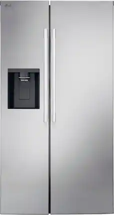 Front. LG - 26.6 Cu. Ft. Side-by-Side Smart Refrigerator with External Ice and Water - PrintProof Stainless Steel.