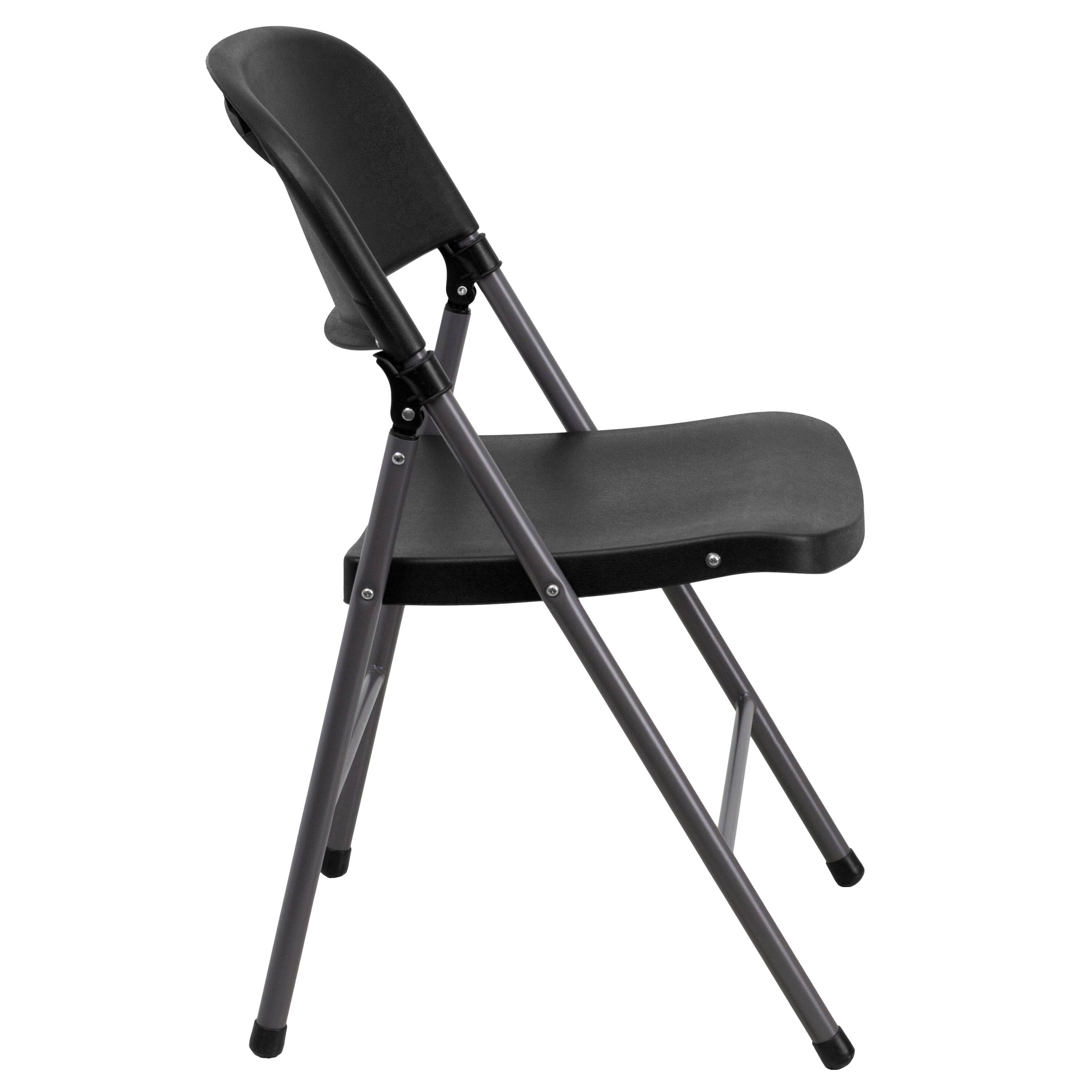Alt View 7. Emma + Oliver - Missy Set of 6 330 lb. Capacity Plastic Folding Chairs with Charcoal Frame - Black.