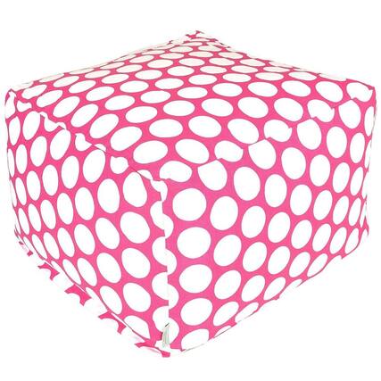 Front. Majestic Home - Ottoman Pouf Polka Dot (Large) Hot Pink - Pink.