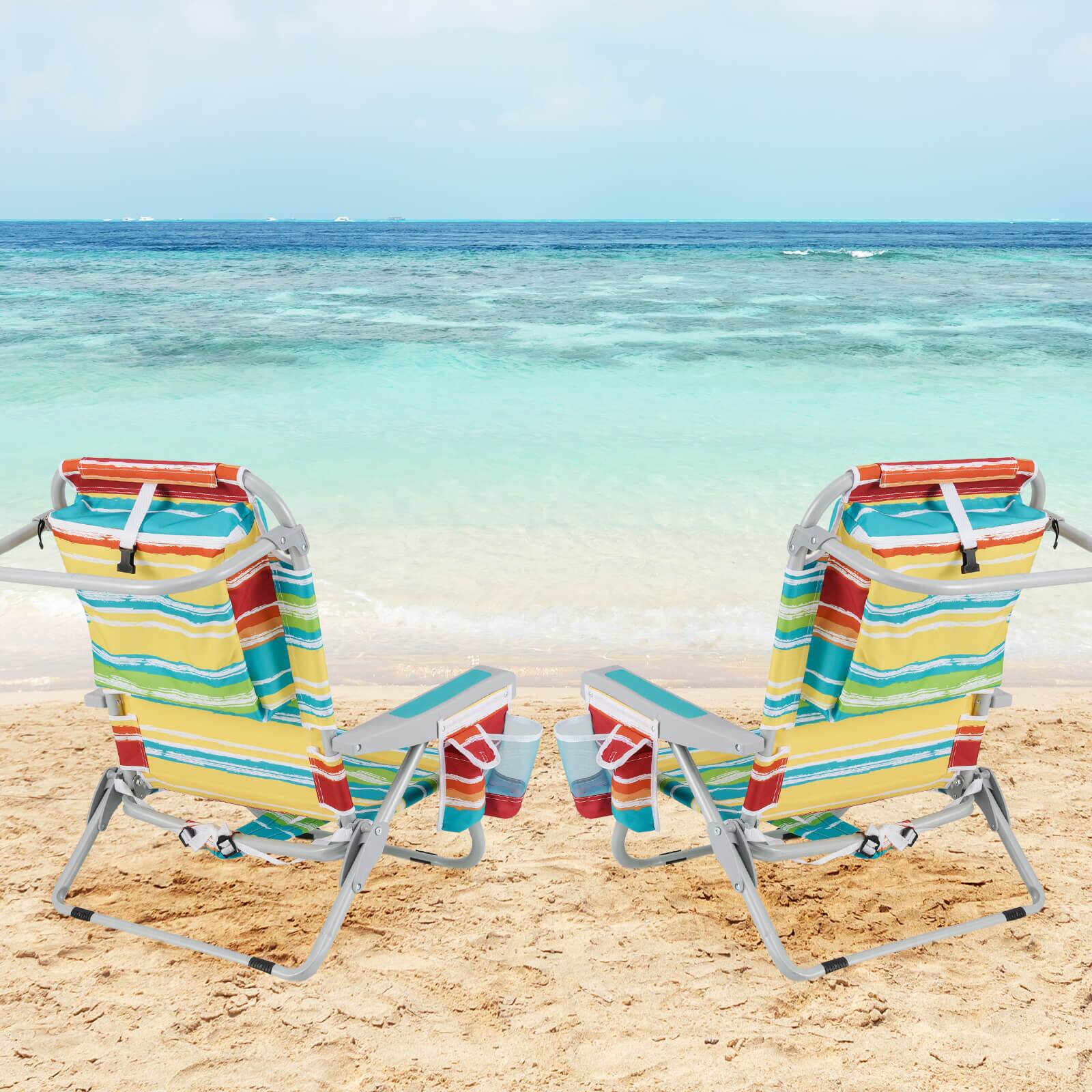 Alt View 1. Costway - Costway 1 PCS Folding Beach Chair for Adult Lightweight Aluminum Camping Chair with Storage Bag - Multicolor.