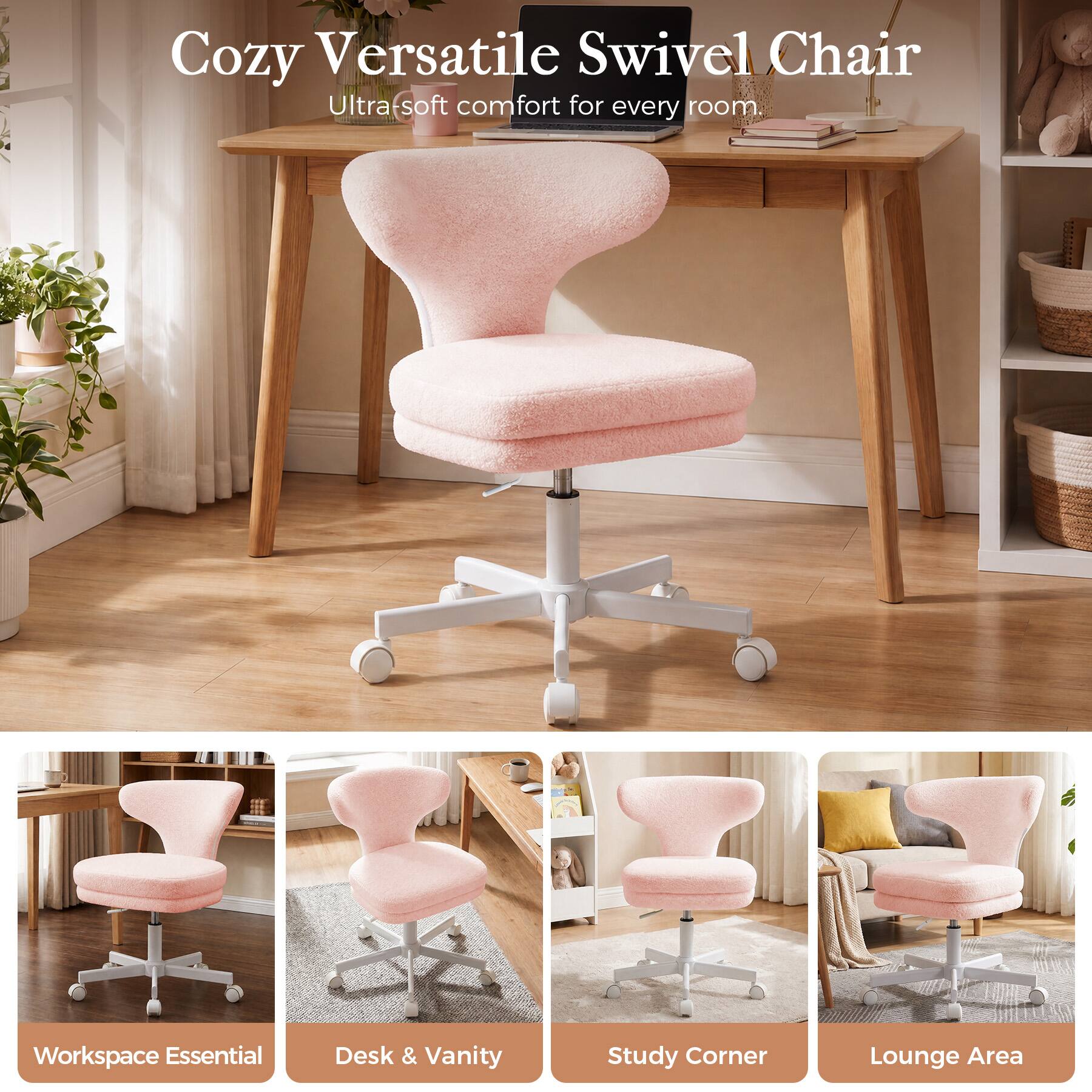 CloudRest Pro Vanity Chair Adjustable Height Swivel Desk Chair with ...