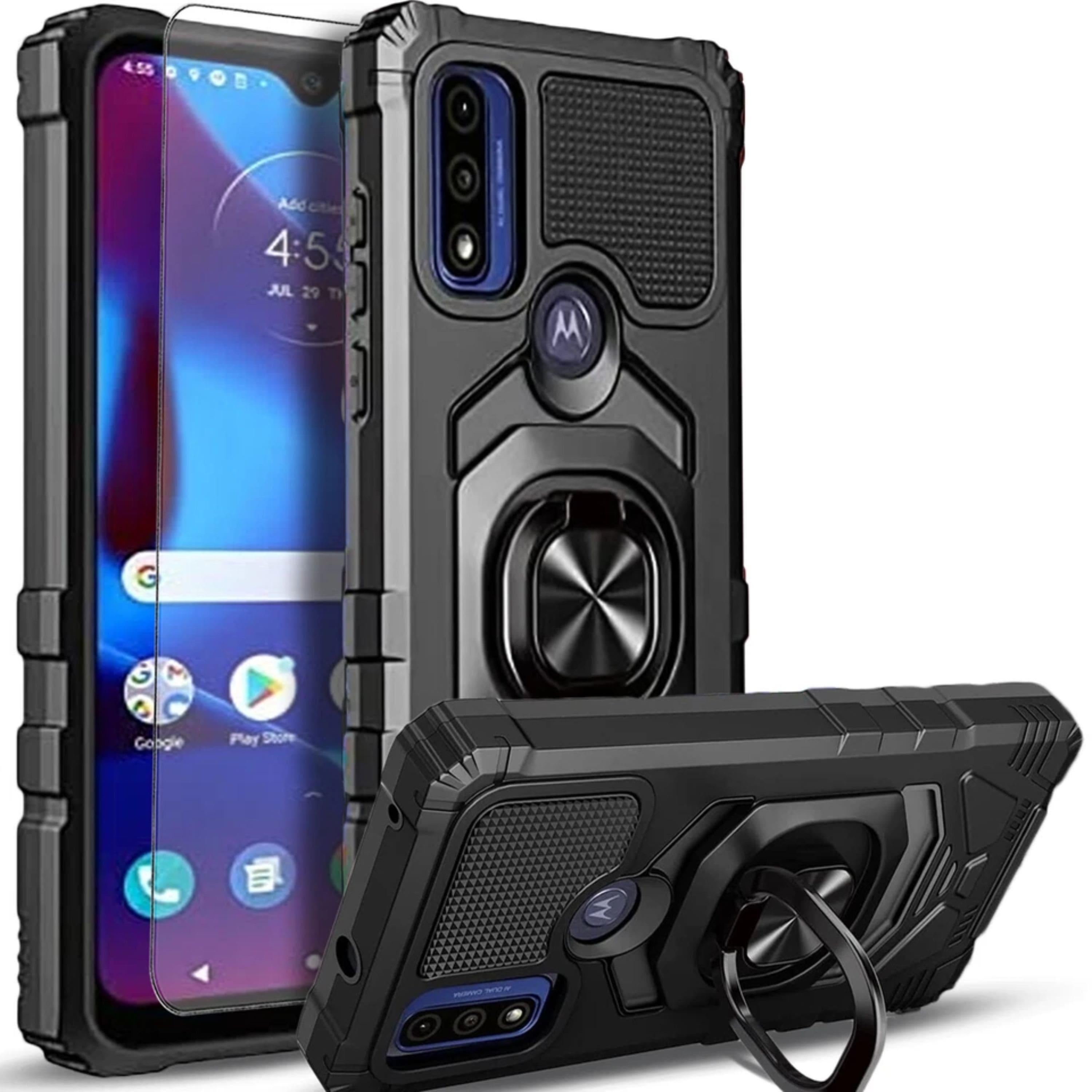 Kitcheniva - Heavy-Duty Full-Body Cover With Tempered Glass For Motorola Moto G Power 5G 2023 - Black