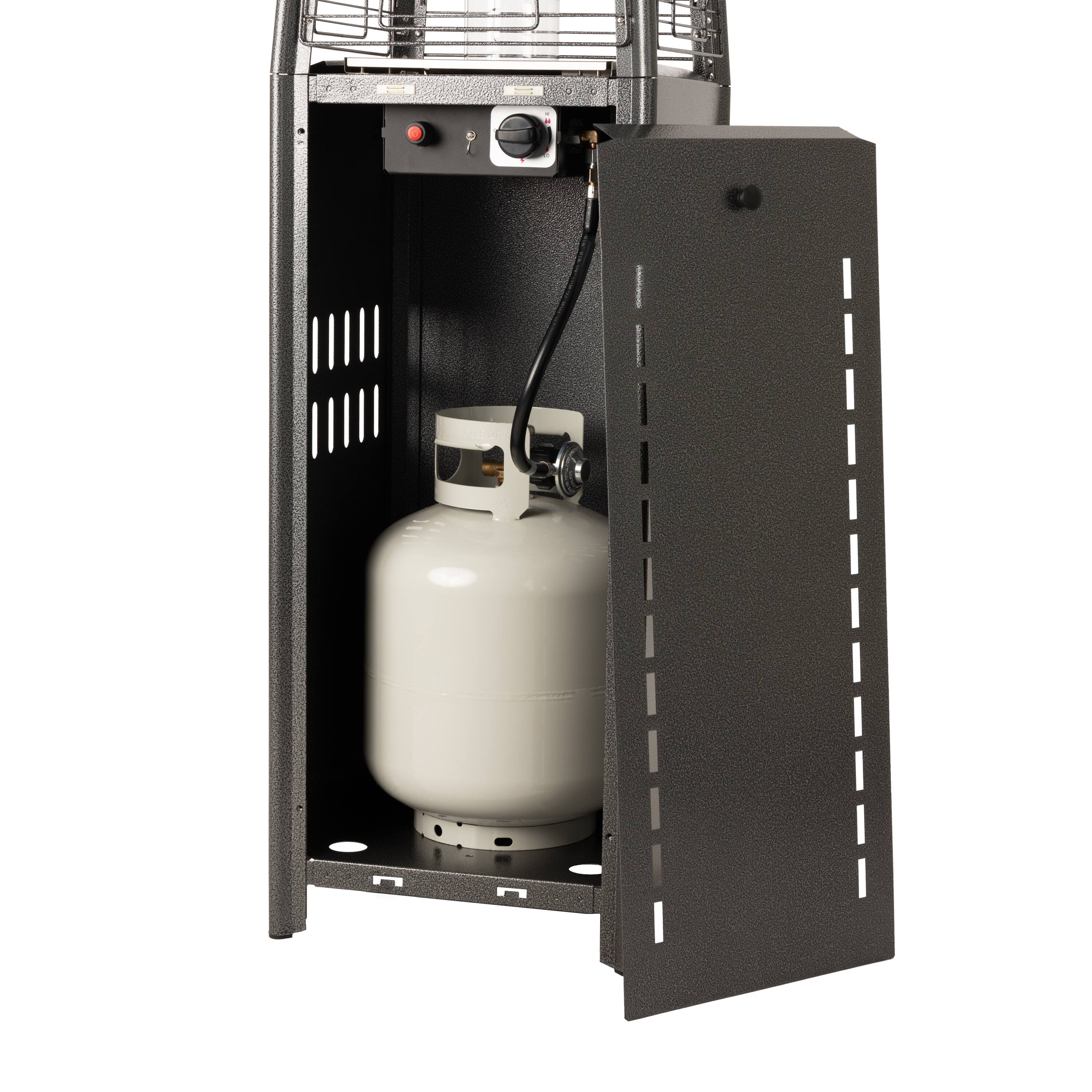 Back. Fire Sense - Hammered Square Pyramid Flame Patio Heater - Platinum.