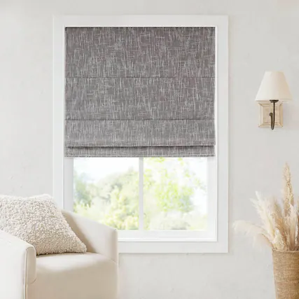 Front. BreeBe - 1 PCS 31x64' Total Blackout Cordless Roman Shade Grey - Grey.