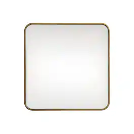 Elegant Decor - Soft corner metal square mirror 24x24 inch - Brass