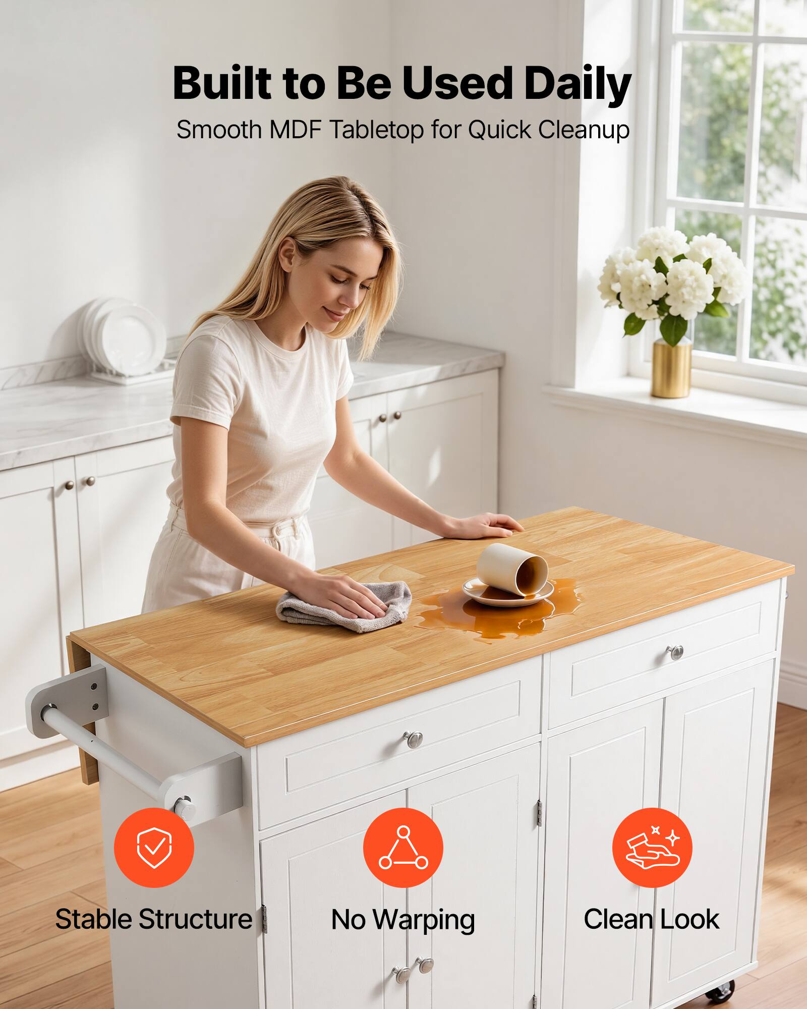 Built to Be Used Daily  
Smooth MDF Tablet for Quick Cleanup  
Stable Structure  
No Warping  
Clean Look