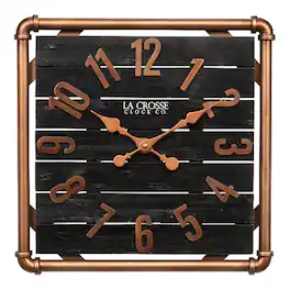 La Crosse Clock Co. - 16 Inch Foundry Analog Quartz Wall Clock - Copper/Black
