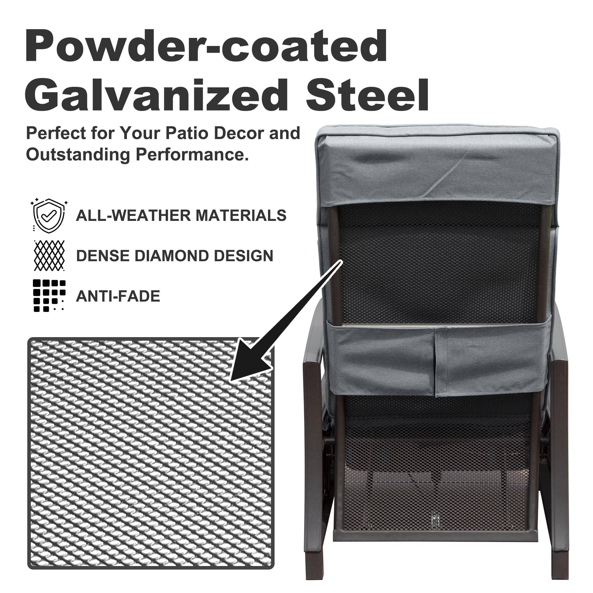 Powder-coated Galvanized Steel

Perfect for Your Patio Decor and Outstanding Performance.

- ALL-WEATHER MATERIALS
- DENSE DIAMOND DESIGN
- ANTI-FADE