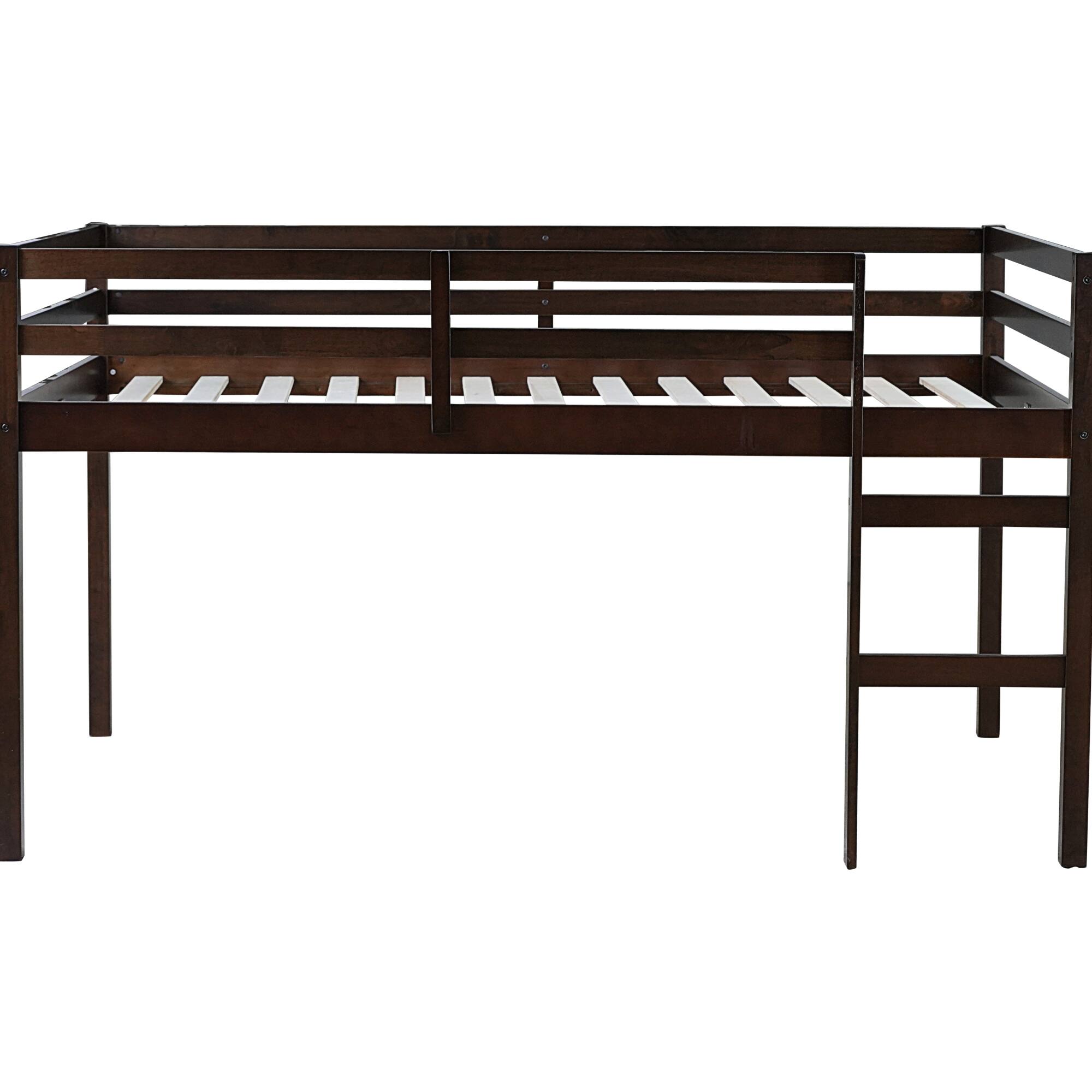 Alt View 1. GOODSILO - Premium Full-Size Loft Bed with Ladder Designed for Space Optimization and Stylish Comfort - Espresso.